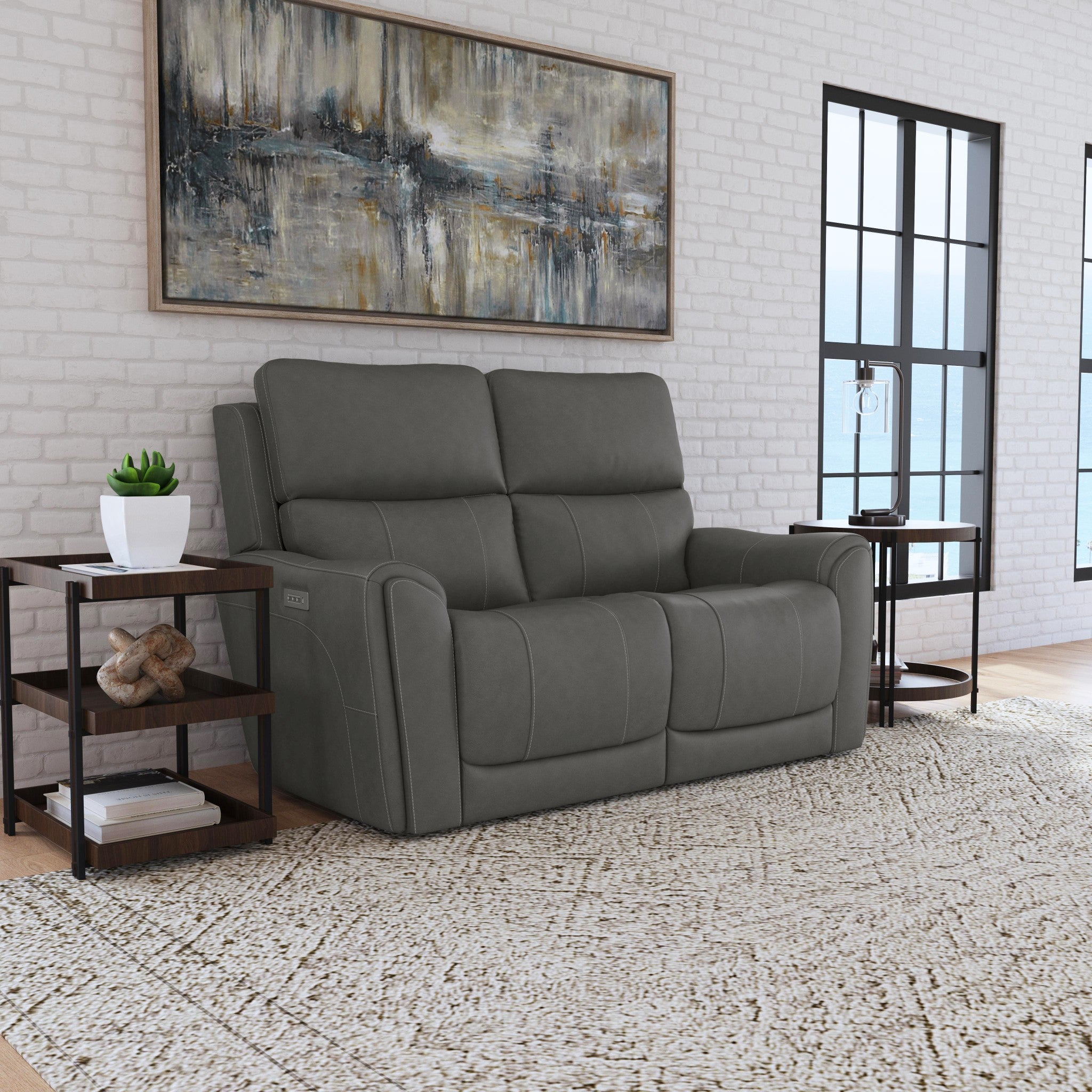 Carter Fabric Power Reclining Loveseat with Power Headrests & Lumbar