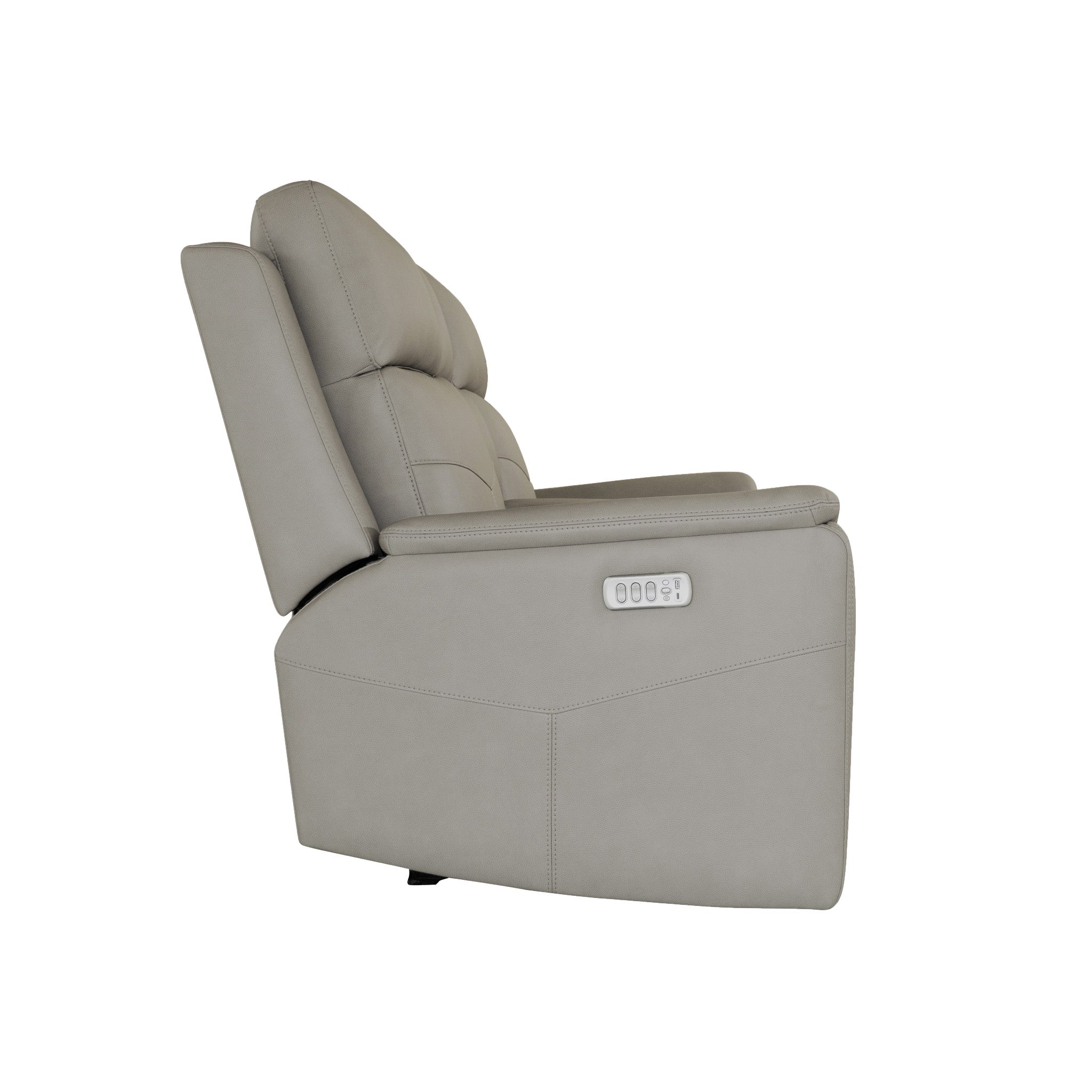 Vernon Dove Grey Fabric Power Reclining Loveseat with Console, Power Headrests, Lumbar, Heat & Massage