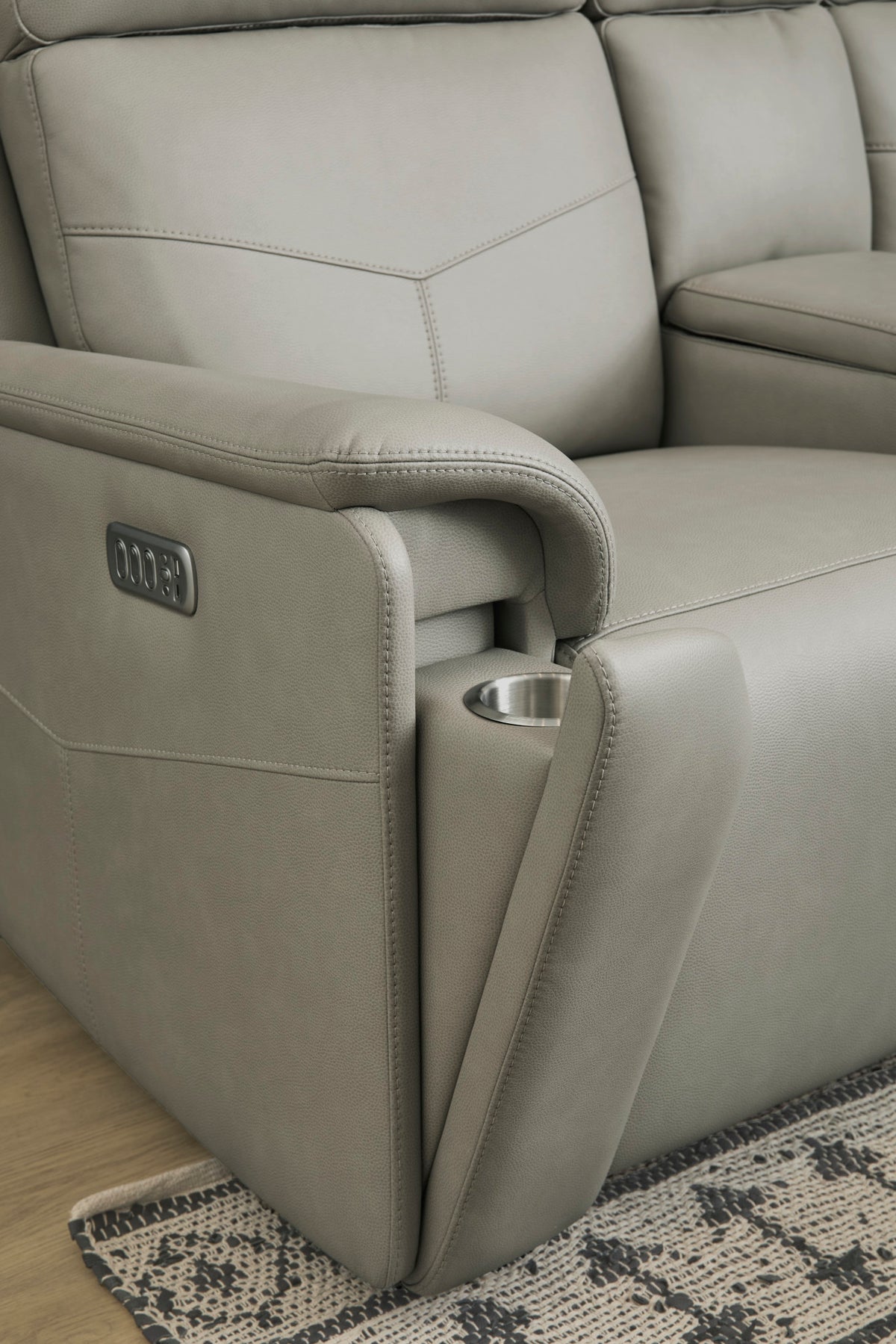Vernon Fabric Power Reclining Loveseat with Console, Power Headrests, Lumbar, Heat & Massage