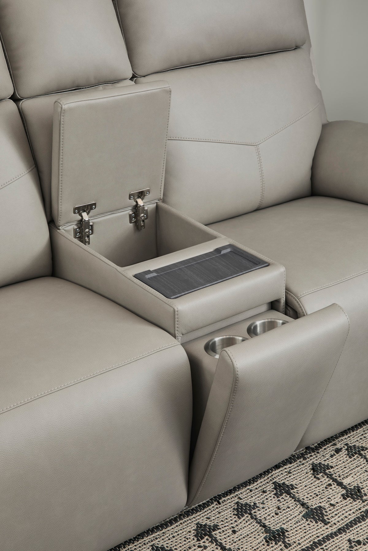 Vernon Fabric Power Reclining Loveseat with Console, Power Headrests, Lumbar, Heat & Massage
