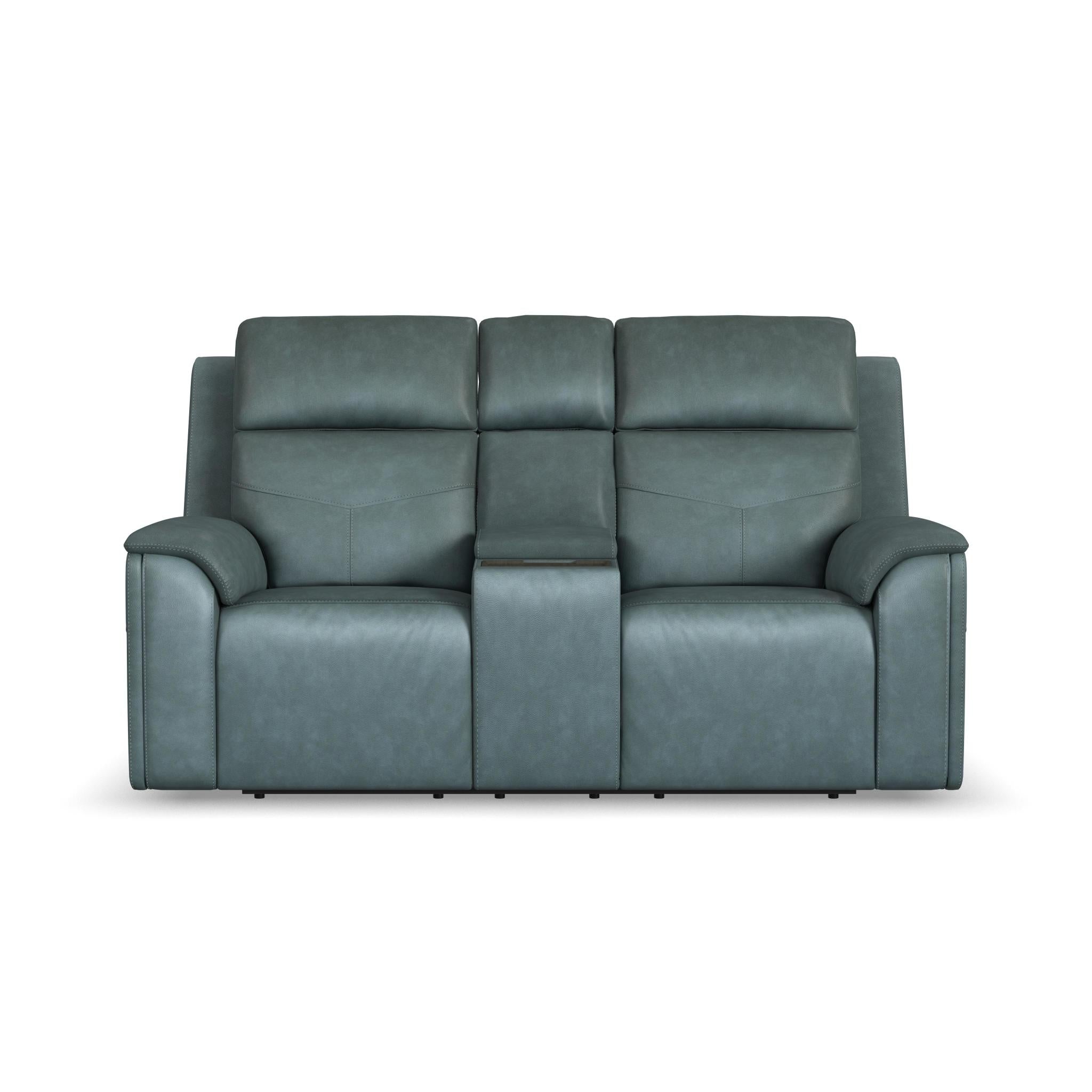 Vernon Fabric Power Reclining Loveseat with Console, Power Headrests, Lumbar, Heat & Massage