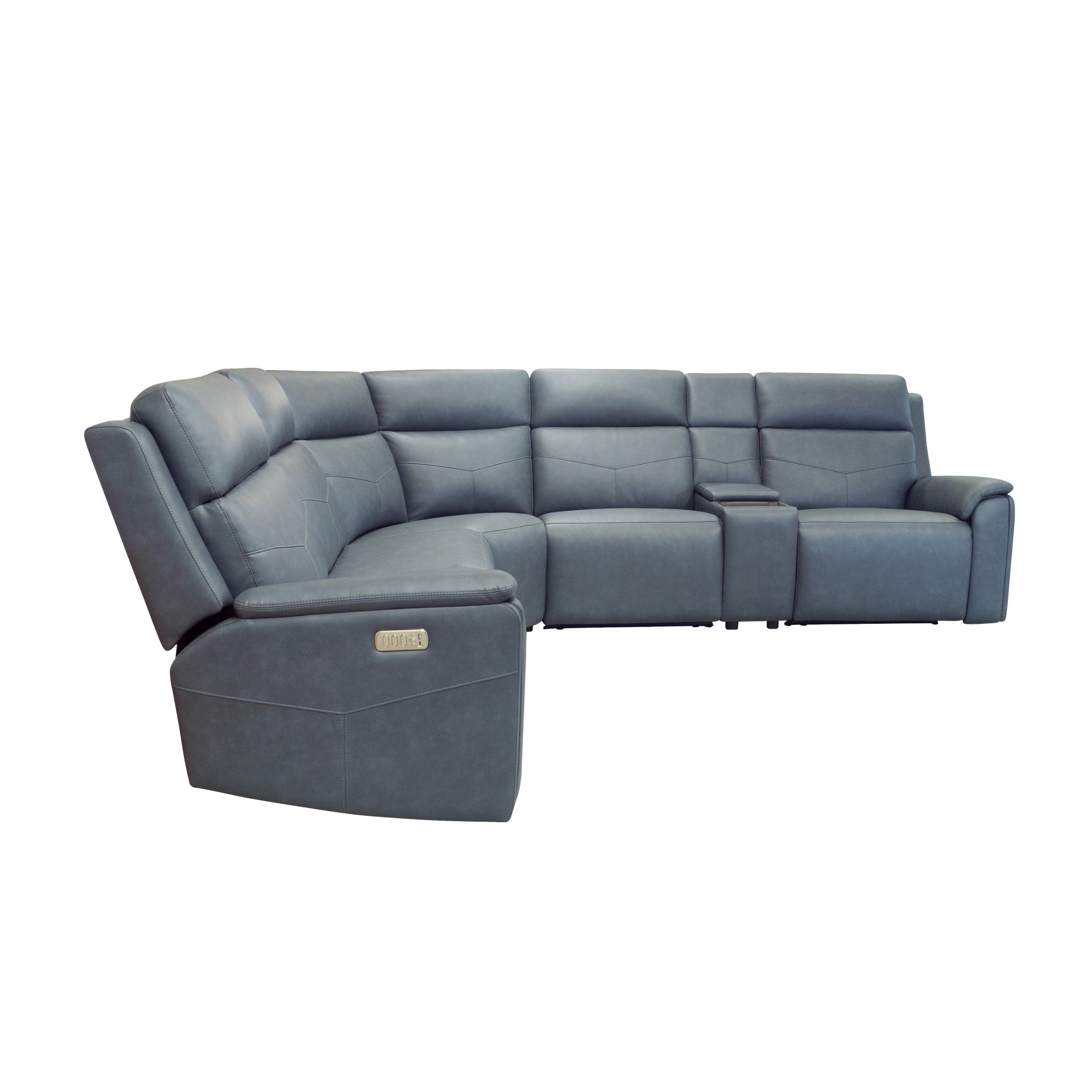 Vernon Fabric Power Reclining Sectional with Power Headrest, Lumbar, Heat, & Massage