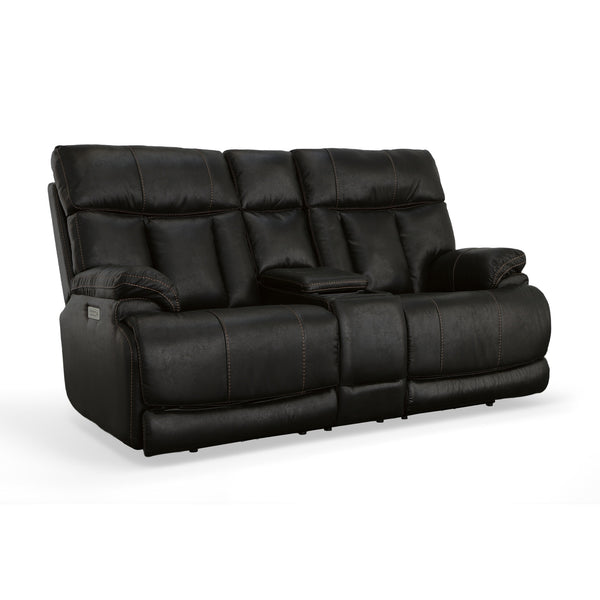 Clive Fabric Power Reclining Loveseat with Console, Power Headrests & Lumbar