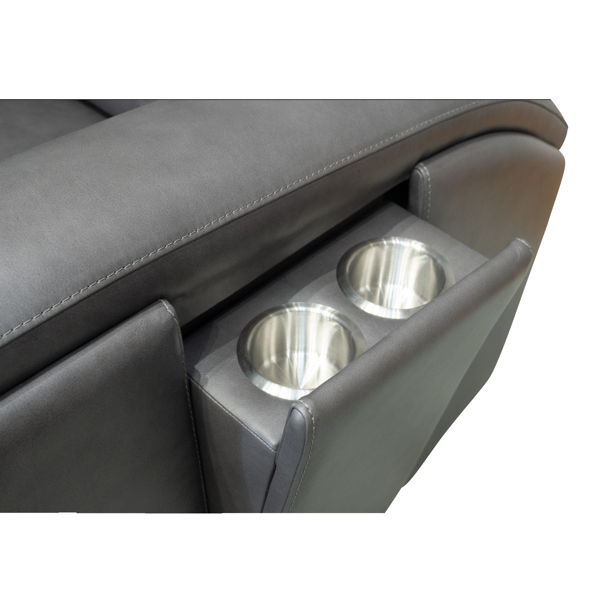 Wyatt Gunmetal Leather Power Recliner with Power Headrest & Lumbar