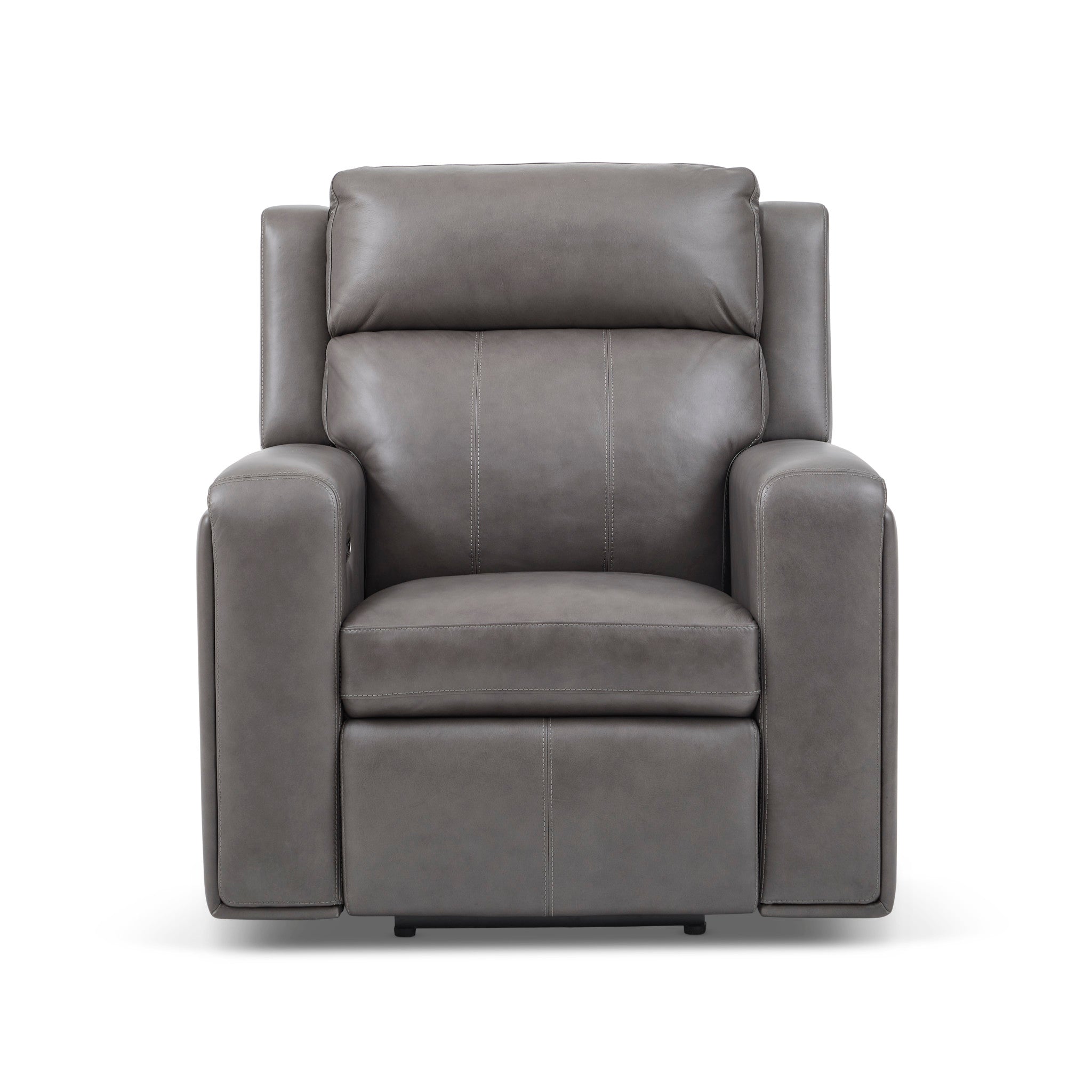 Wyatt Gunmetal Leather Power Recliner with Power Headrest & Lumbar