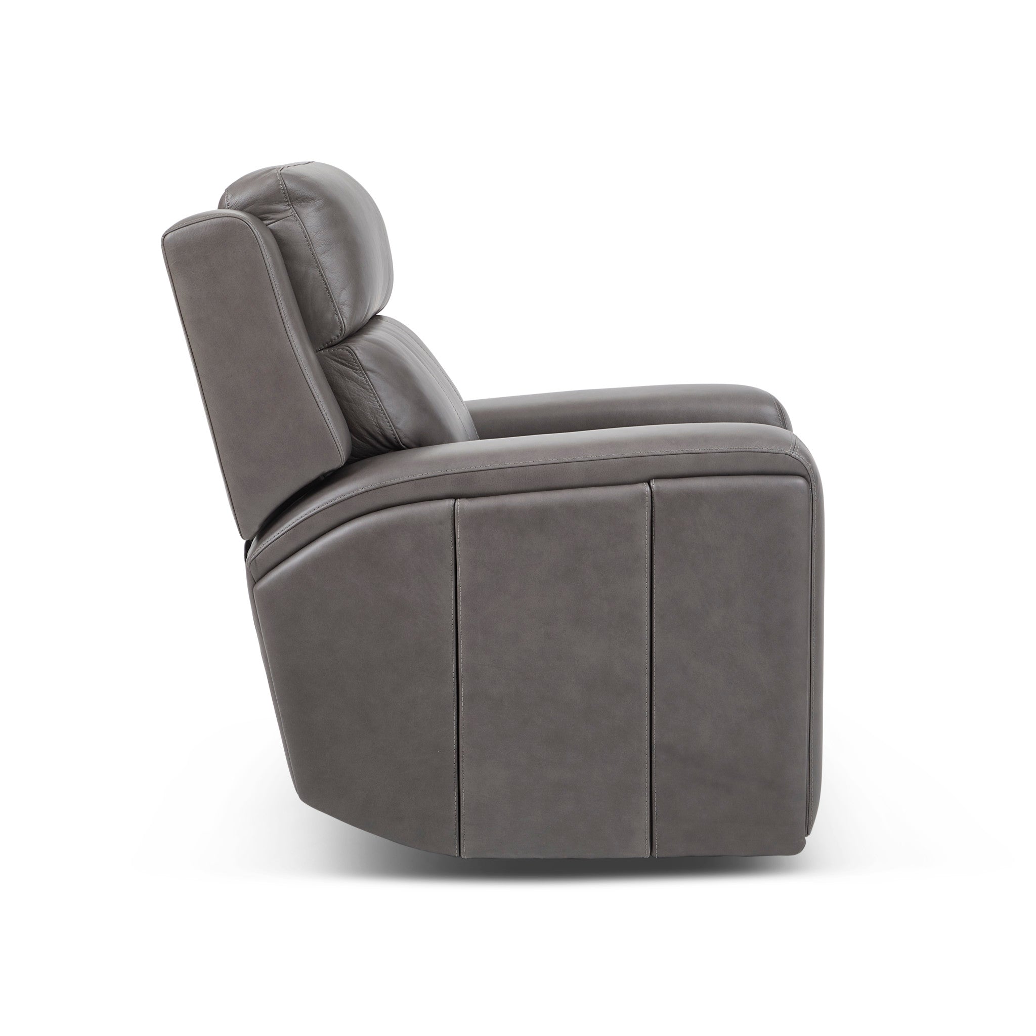 Wyatt Gunmetal Leather Power Recliner with Power Headrest & Lumbar