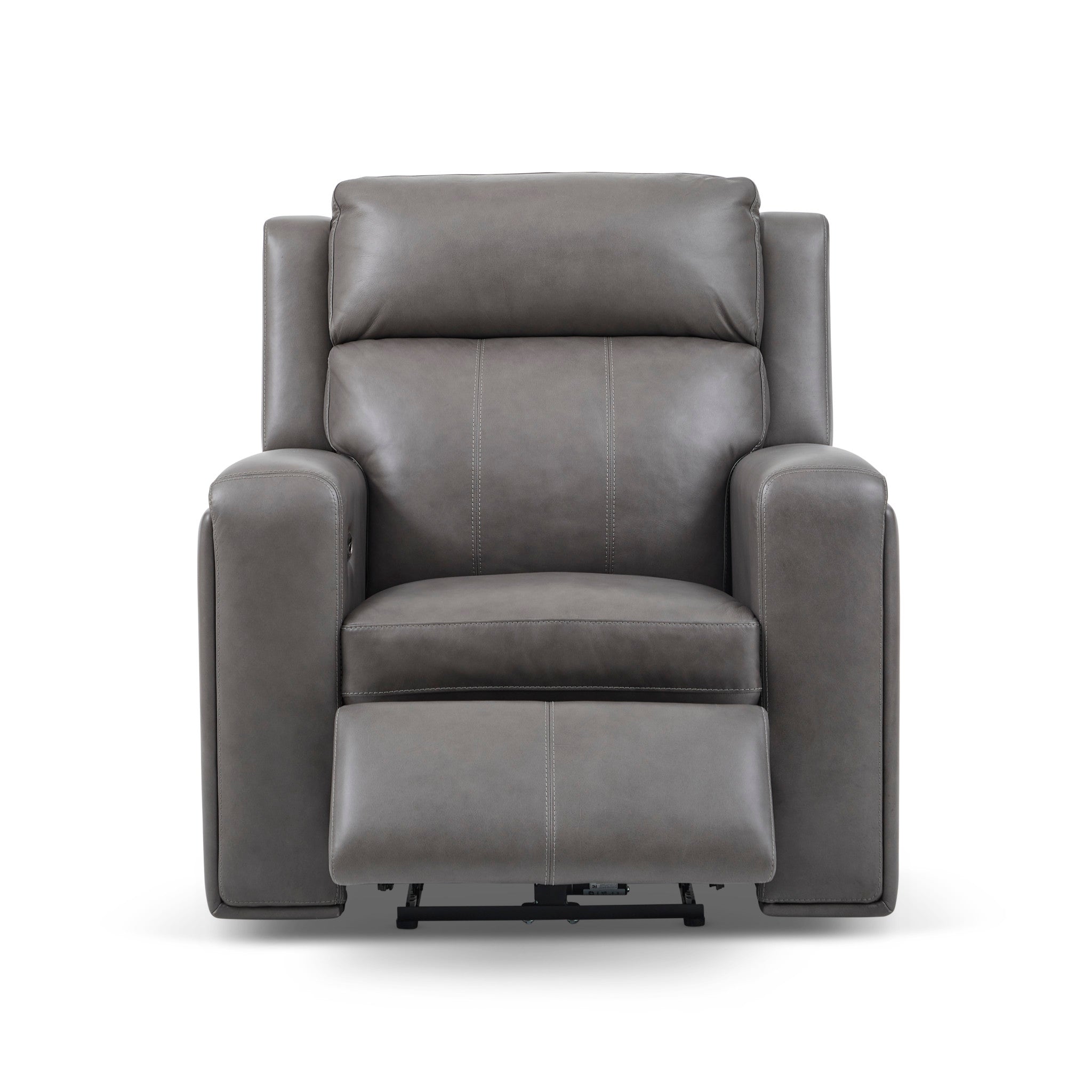 Wyatt Gunmetal Leather Power Recliner with Power Headrest & Lumbar