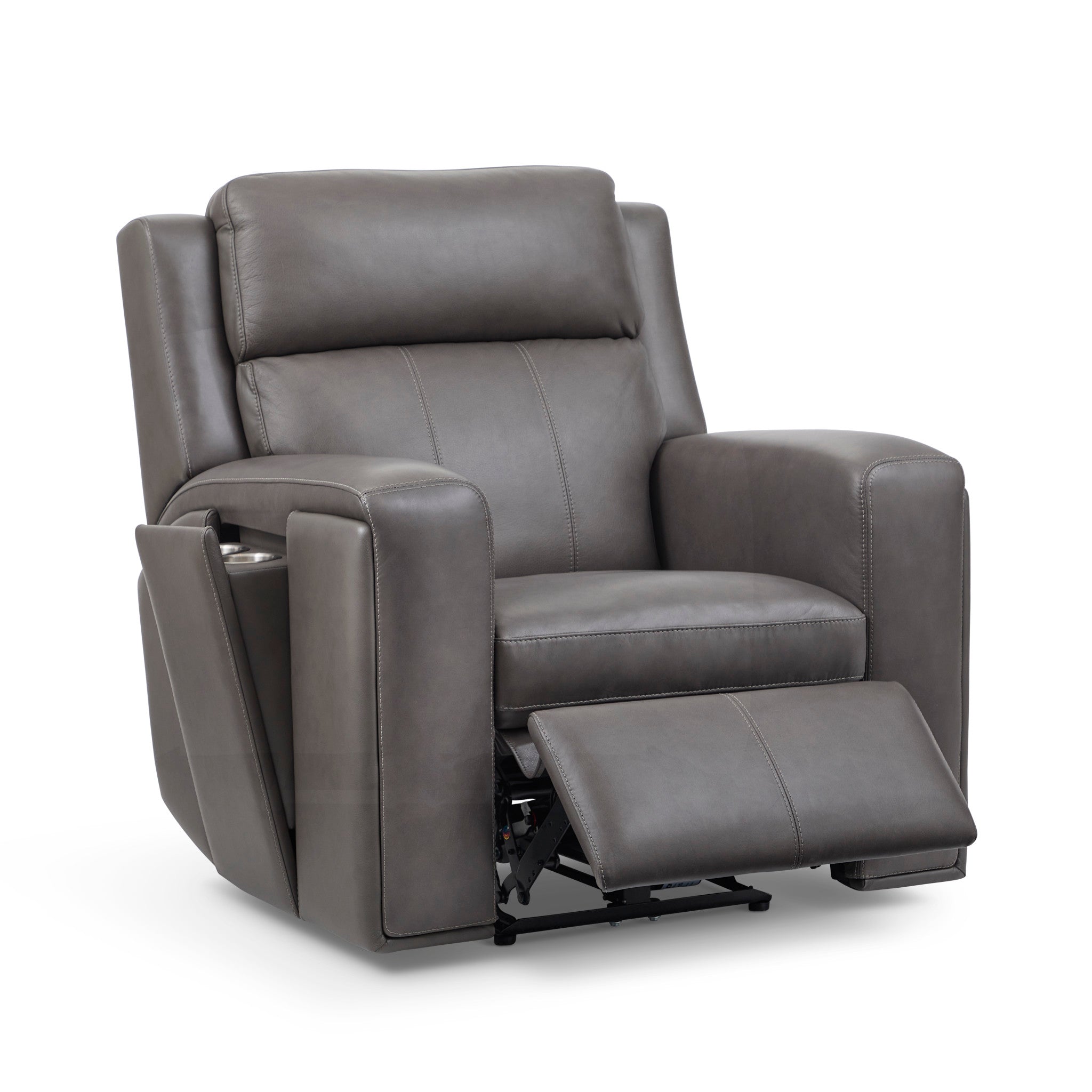 Wyatt Gunmetal Leather Power Recliner with Power Headrest & Lumbar
