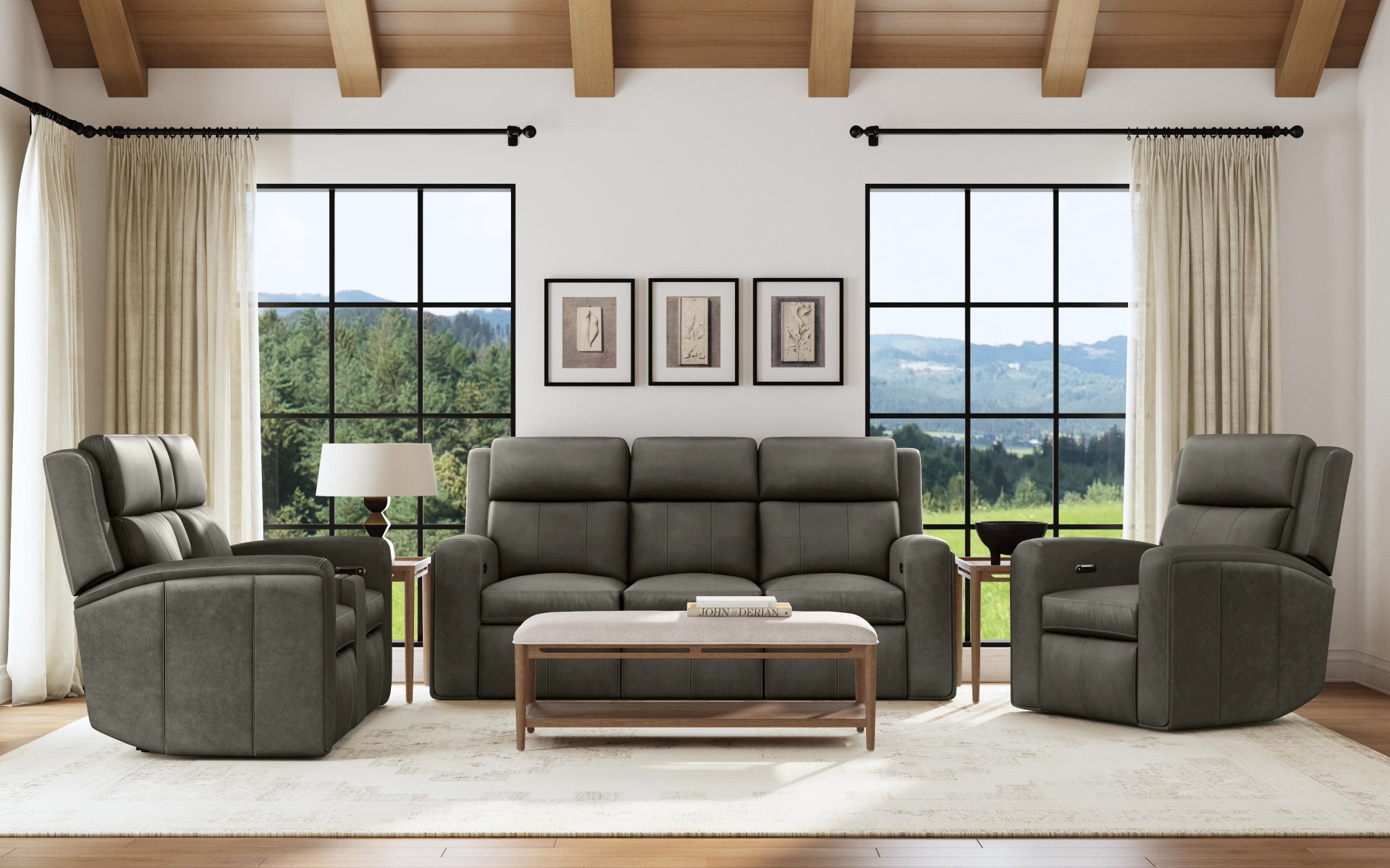 Wyatt Leather Power Reclining Sofa with Power Headrests & Lumbar