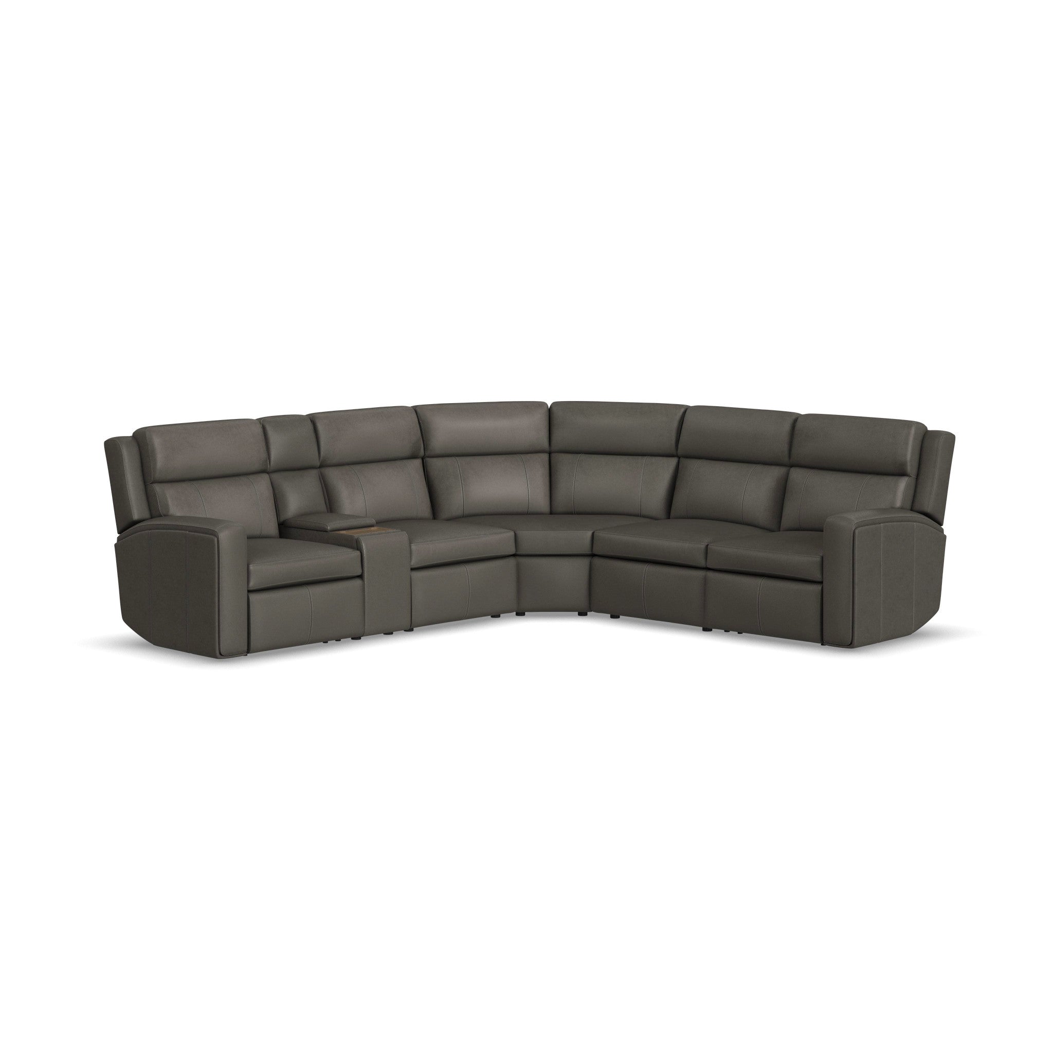 Wyatt Leather Power Reclining Sectional with Power Headrest & Lumbar