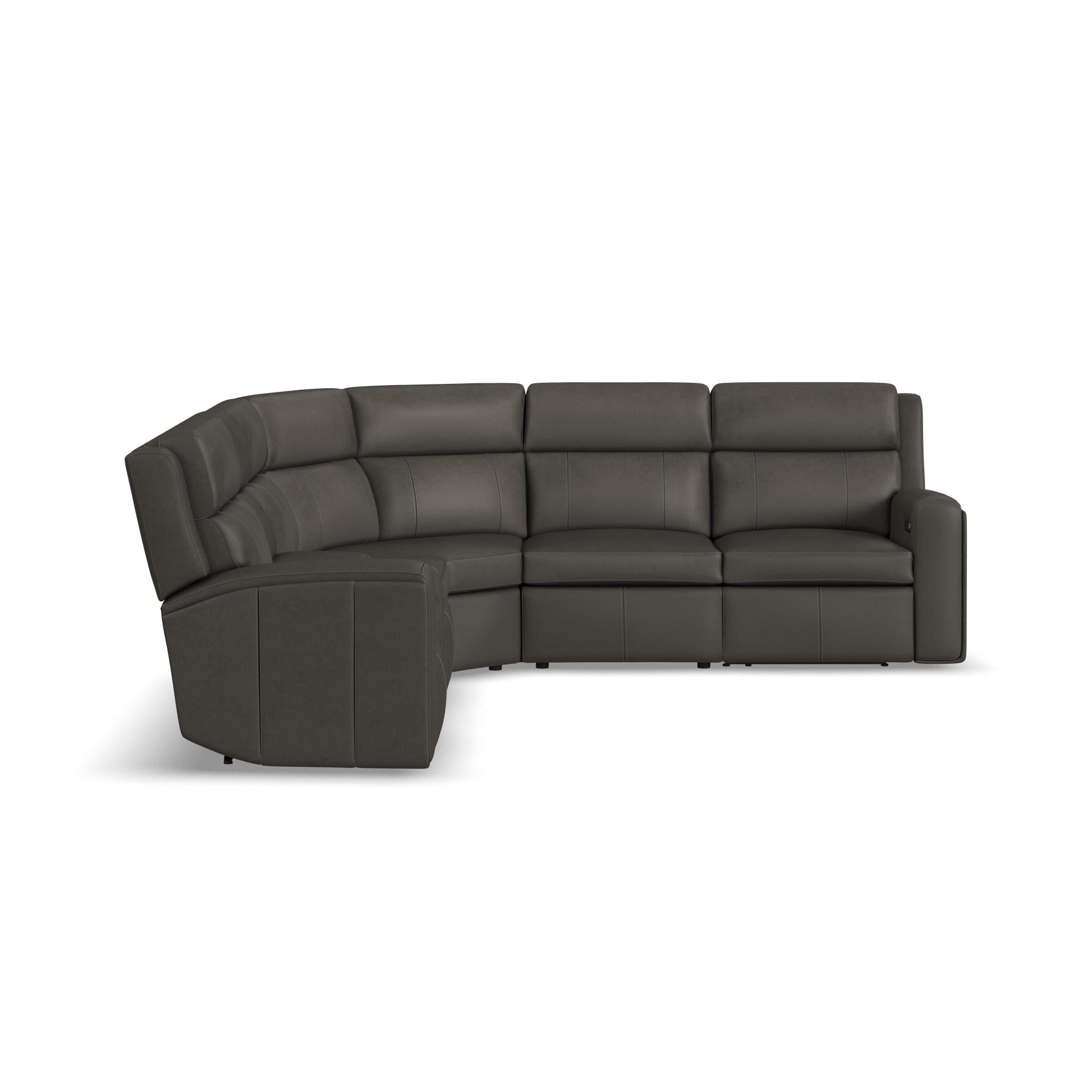 Wyatt Leather Power Reclining Sectional with Power Headrest & Lumbar