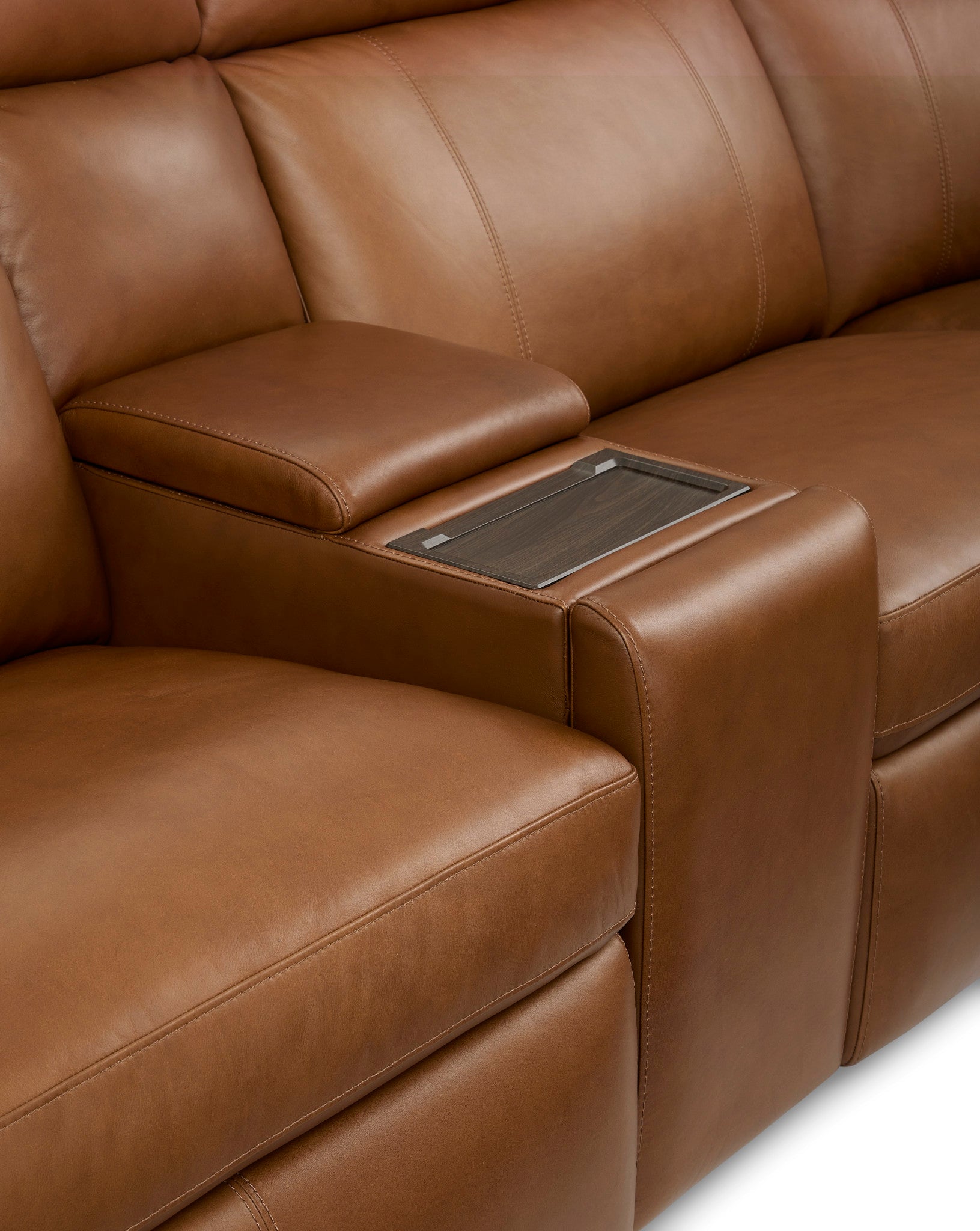 Wyatt Leather Power Reclining Sectional with Power Headrest & Lumbar