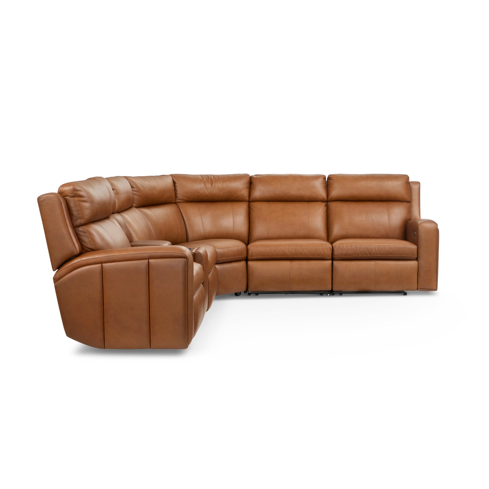 Wyatt Leather Power Reclining Sectional with Power Headrest & Lumbar
