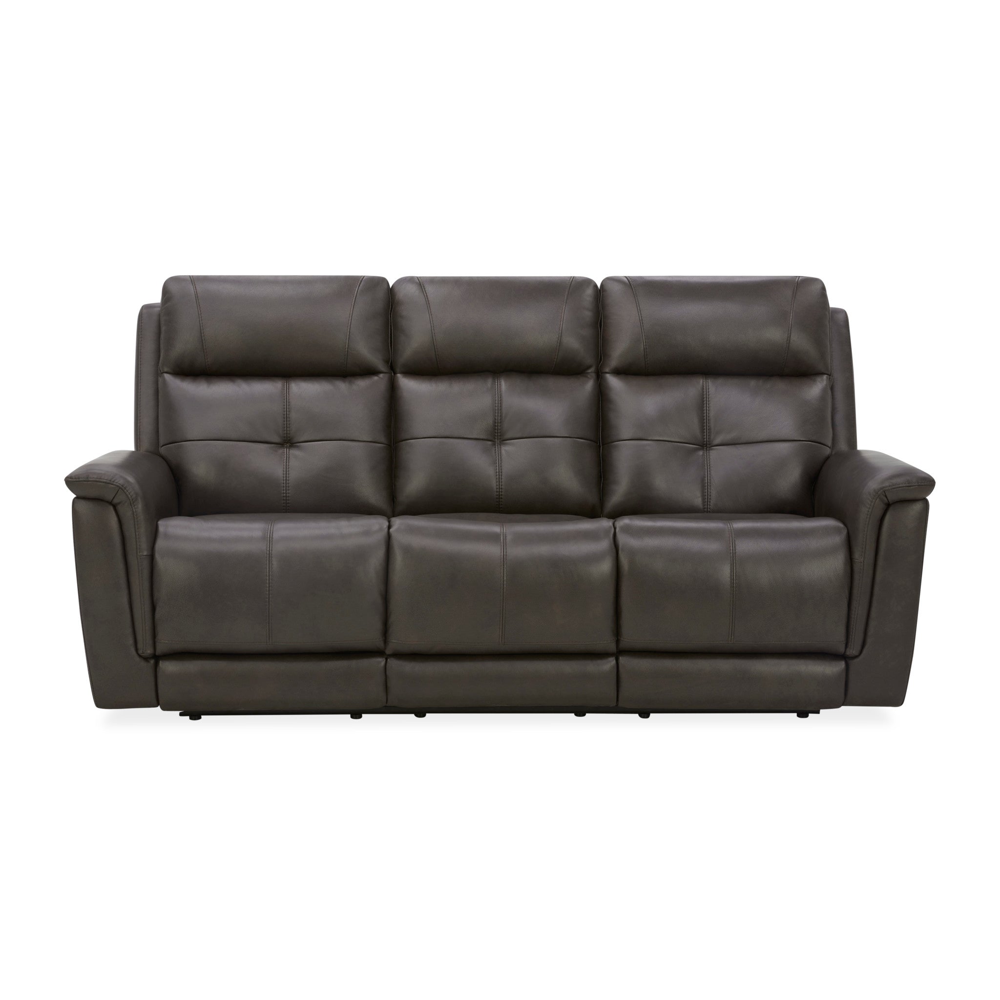 Ranger Rustic Brown Leather Power Reclining Sofa with Console, Power Headrest, Lumbar, Heat & Massage
