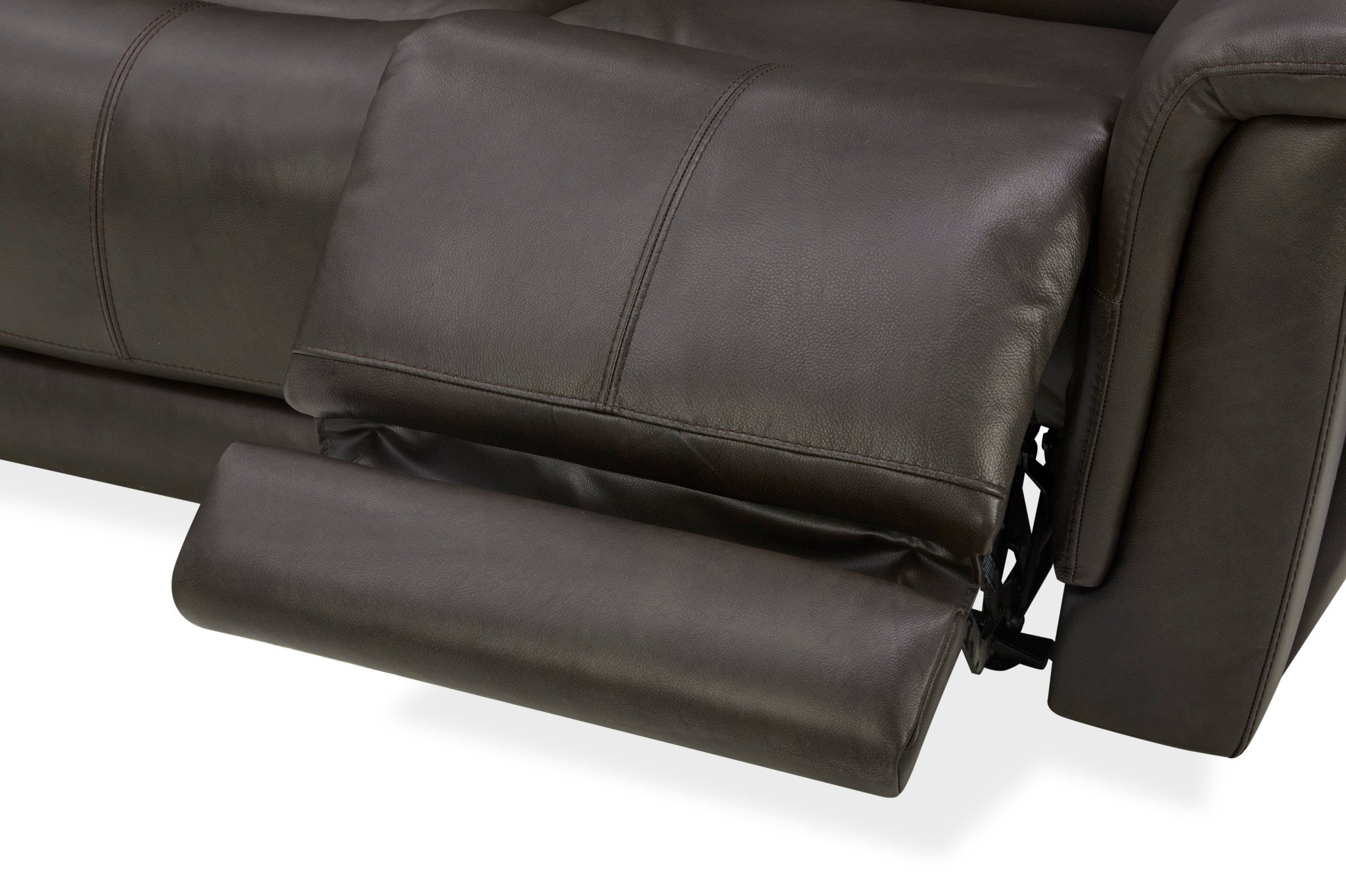 Ranger Rustic Brown Leather Power Reclining Sofa with Console, Power Headrest, Lumbar, Heat & Massage