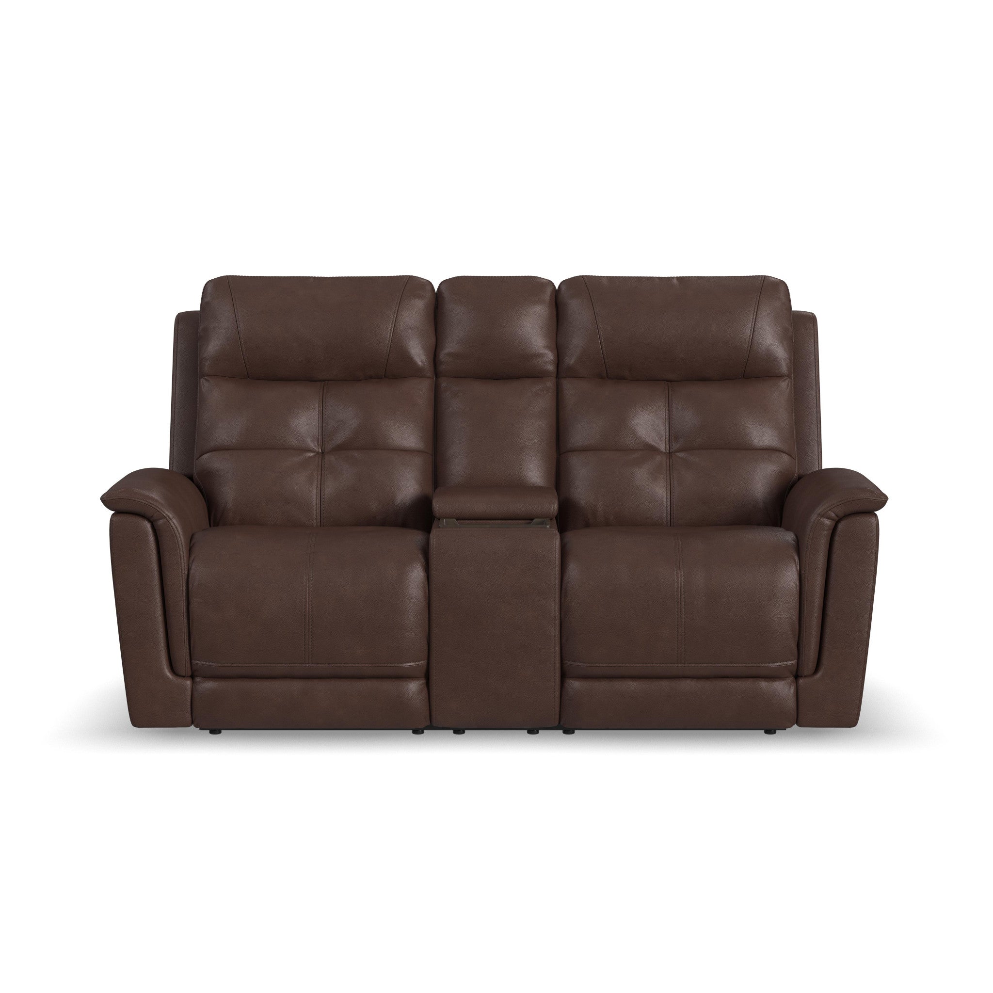 Ranger Rustic Brown Leather Power Reclining Loveseat with Console, Power Headrest, Lumbar, Heat & Massage