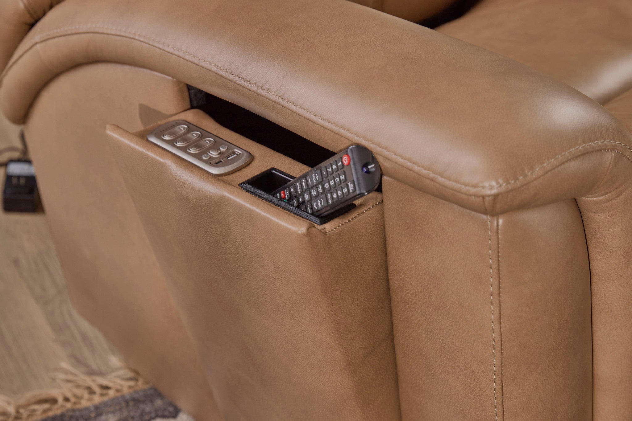 Ranger Oakridge Leather Power Reclining Loveseat with Console, Power Headrest, Lumbar, Heat & Massage