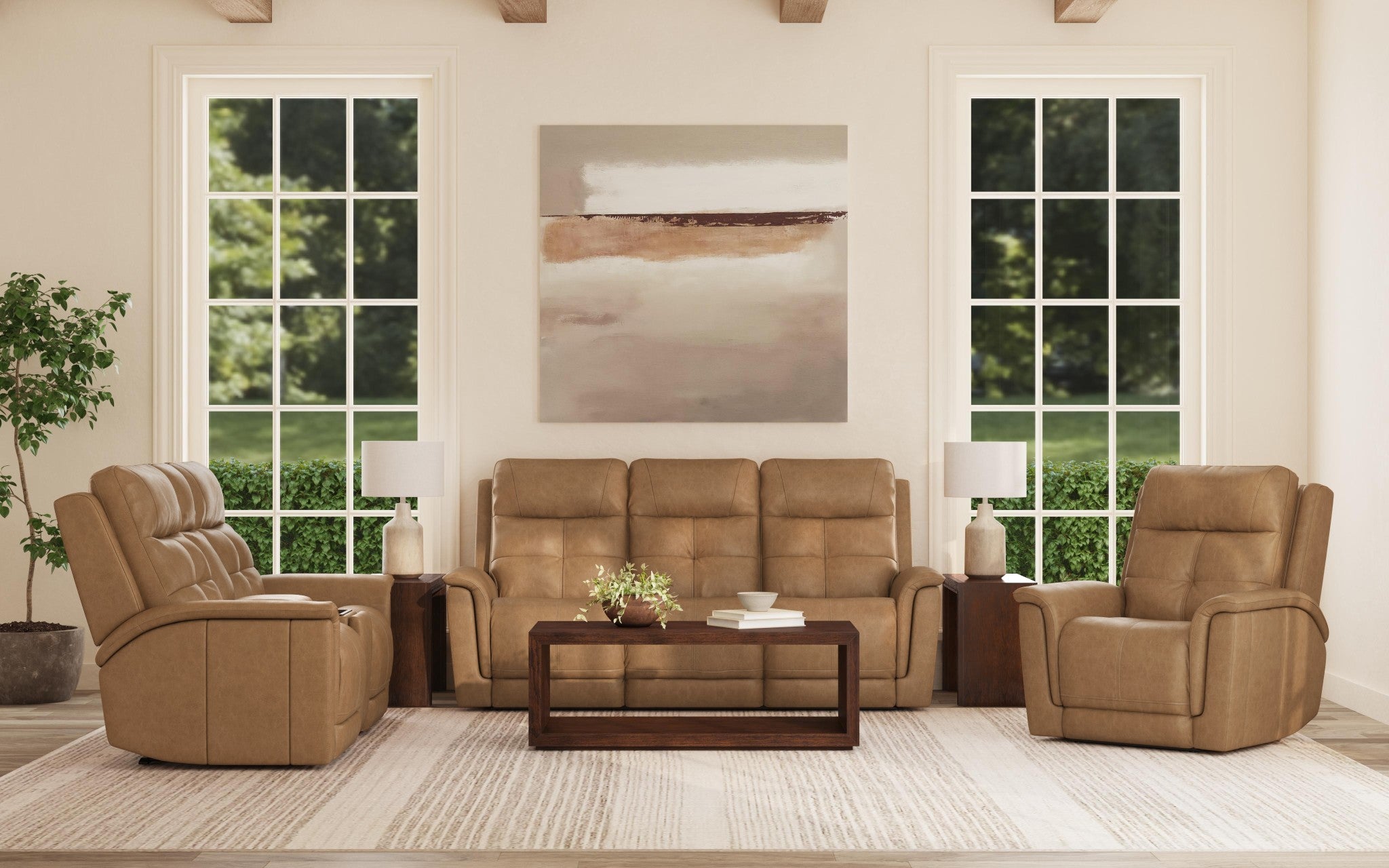 Ranger Oakridge Leather Power Reclining Loveseat with Console, Power Headrest, Lumbar, Heat & Massage