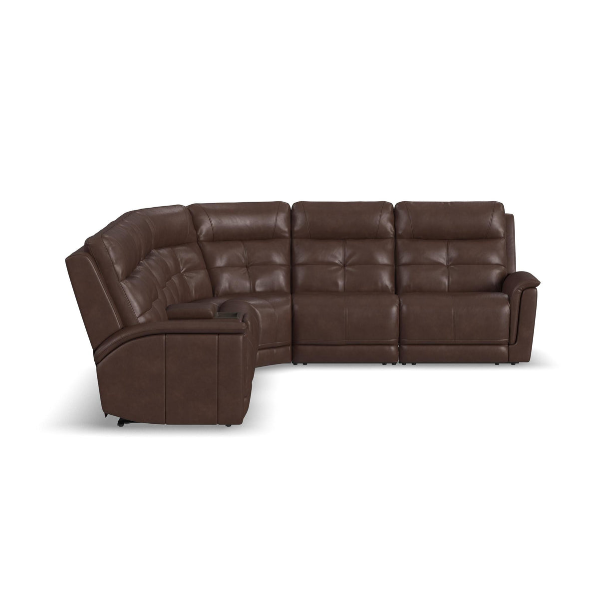Ranger Leather Power Reclining Sectional with Power Headrest, Lumbar and Heat, Massage