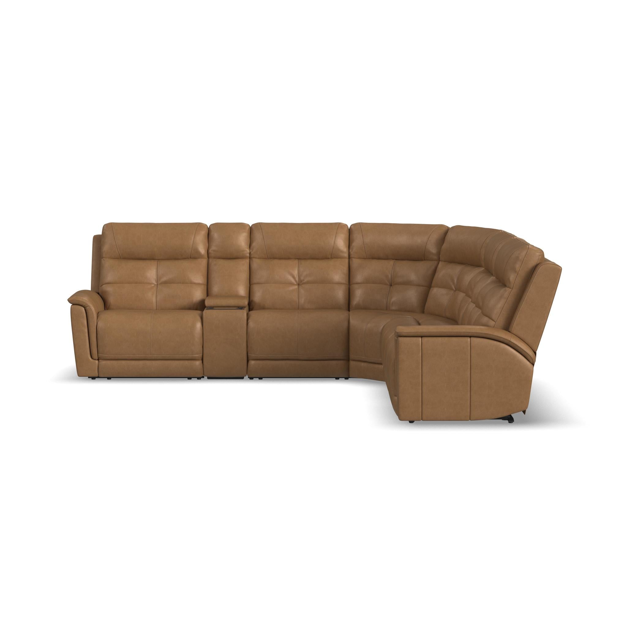 Ranger Oakridge Leather Power Reclining Sectional with Power Headrest, Lumbar and Heat, Massage