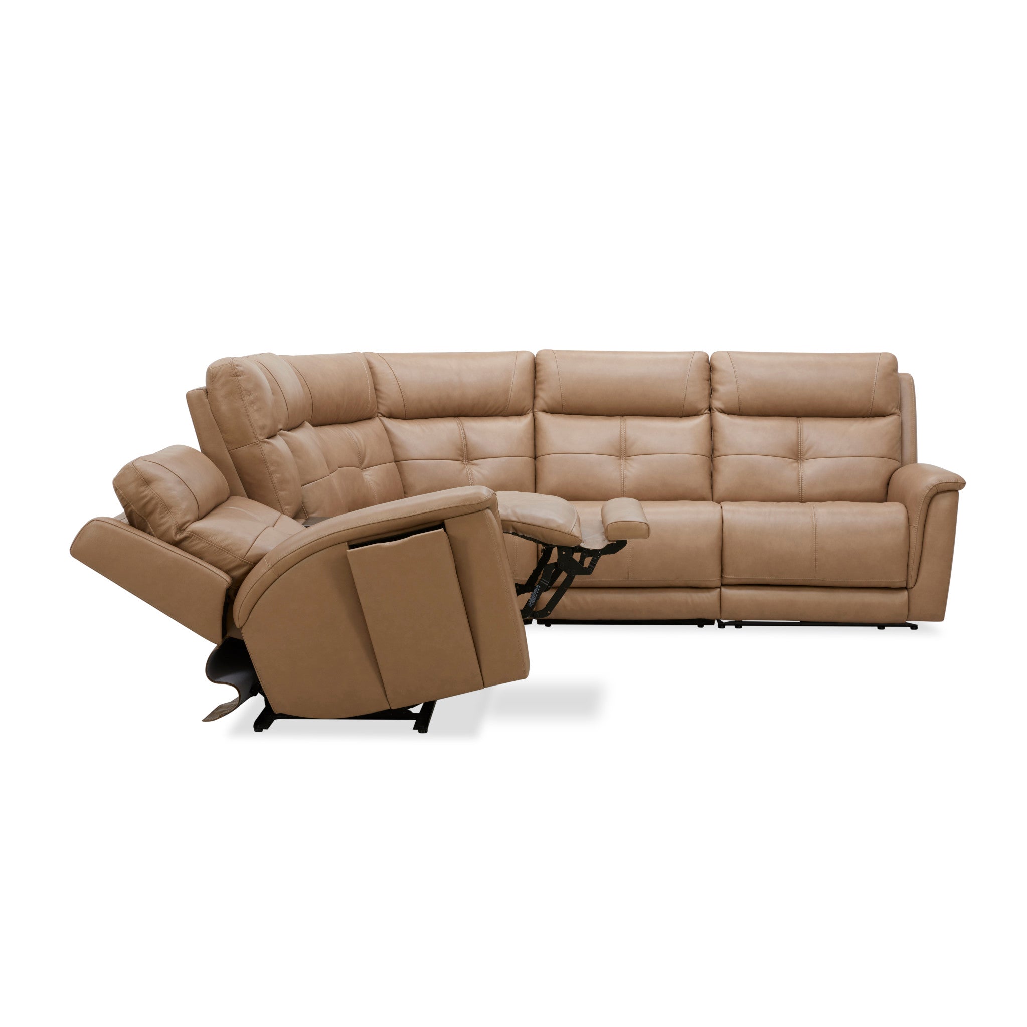 Ranger Oakridge Leather Power Reclining Sectional with Power Headrest, Lumbar and Heat, Massage