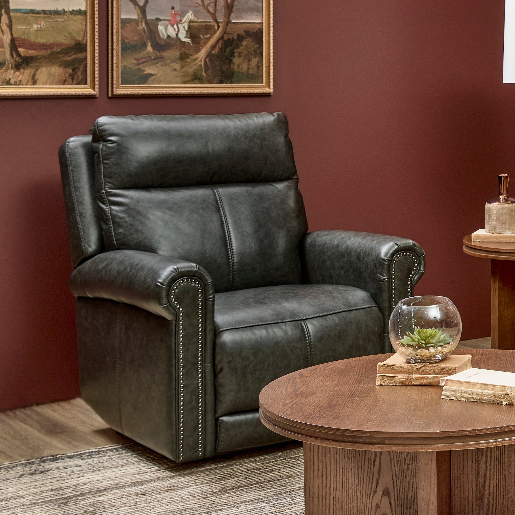 Alexander Leather Power Recliner with Power Headrest & Lumbar