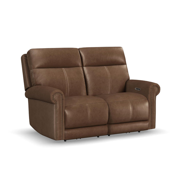 Alexander Leather Power Reclining Loveseat with Power Headrest & Lumbar