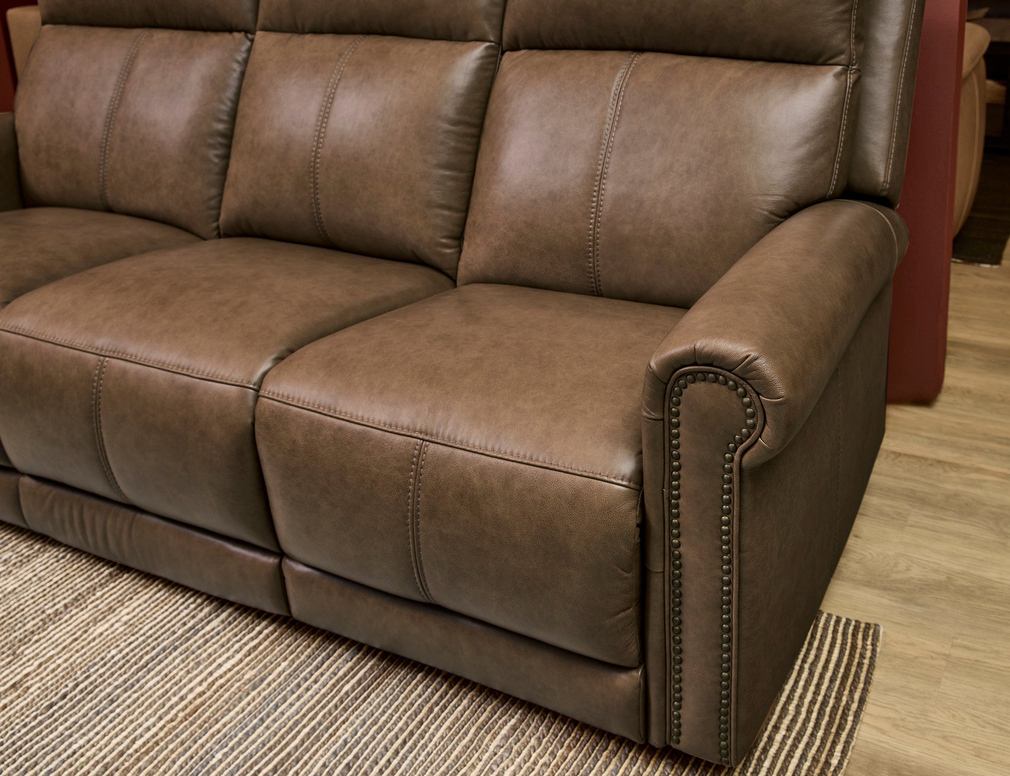 Alexander Leather Power Reclining Sofa with Console, Power Headrest & Lumbar