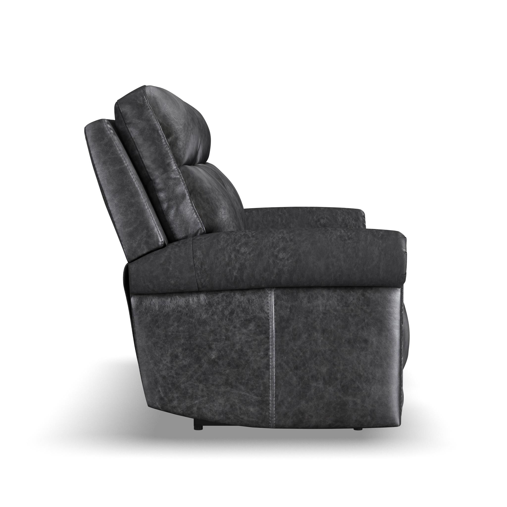 Alexander Leather Power Reclining Loveseat with Console, Power Headrest & Lumbar