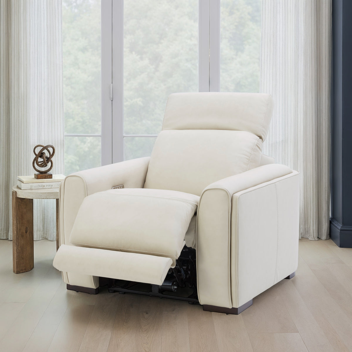 Sola Leather Power Recliner with Power Headrest, Lumbar, Heat & Massage