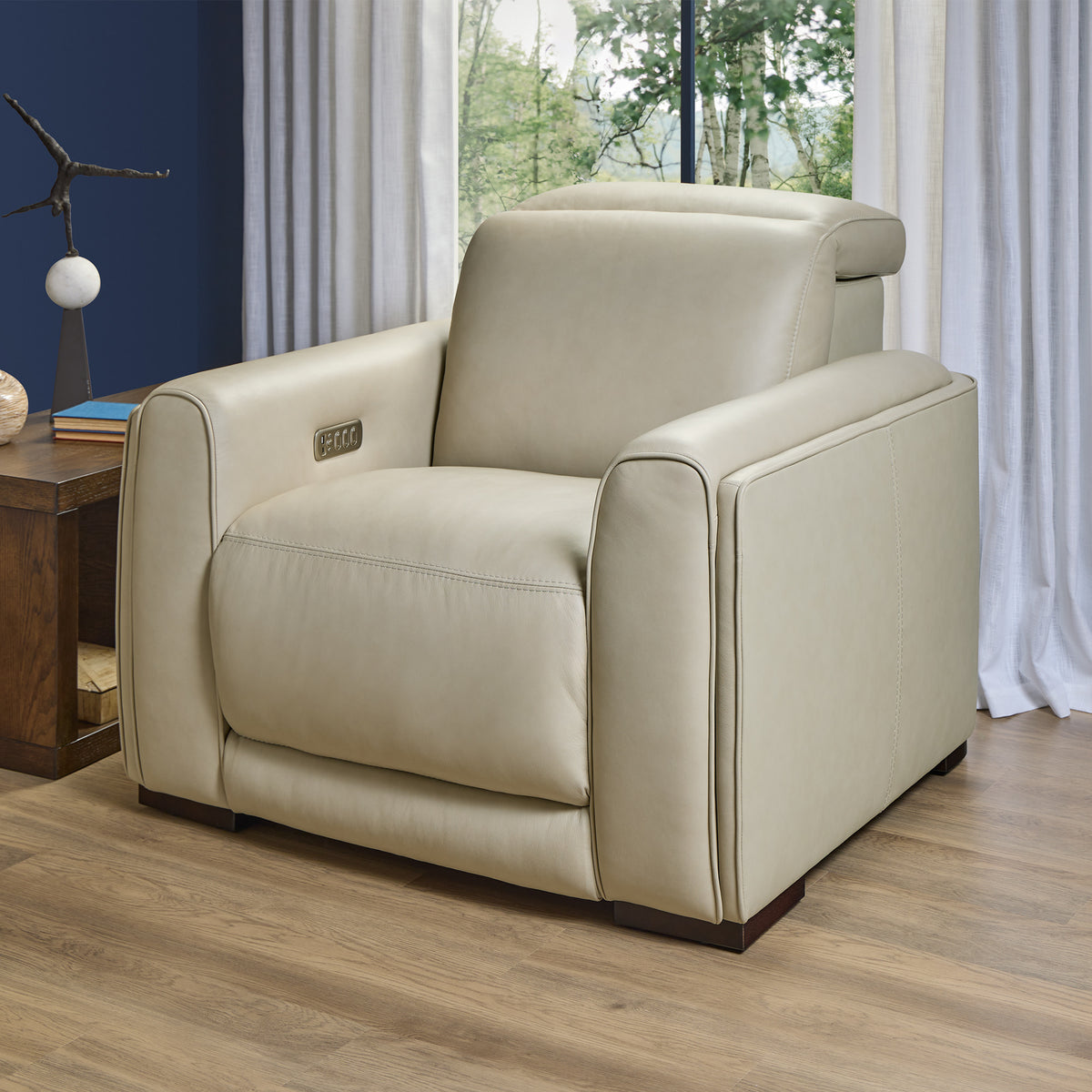 Sola Leather Power Recliner with Power Headrest, Lumbar, Heat & Massage