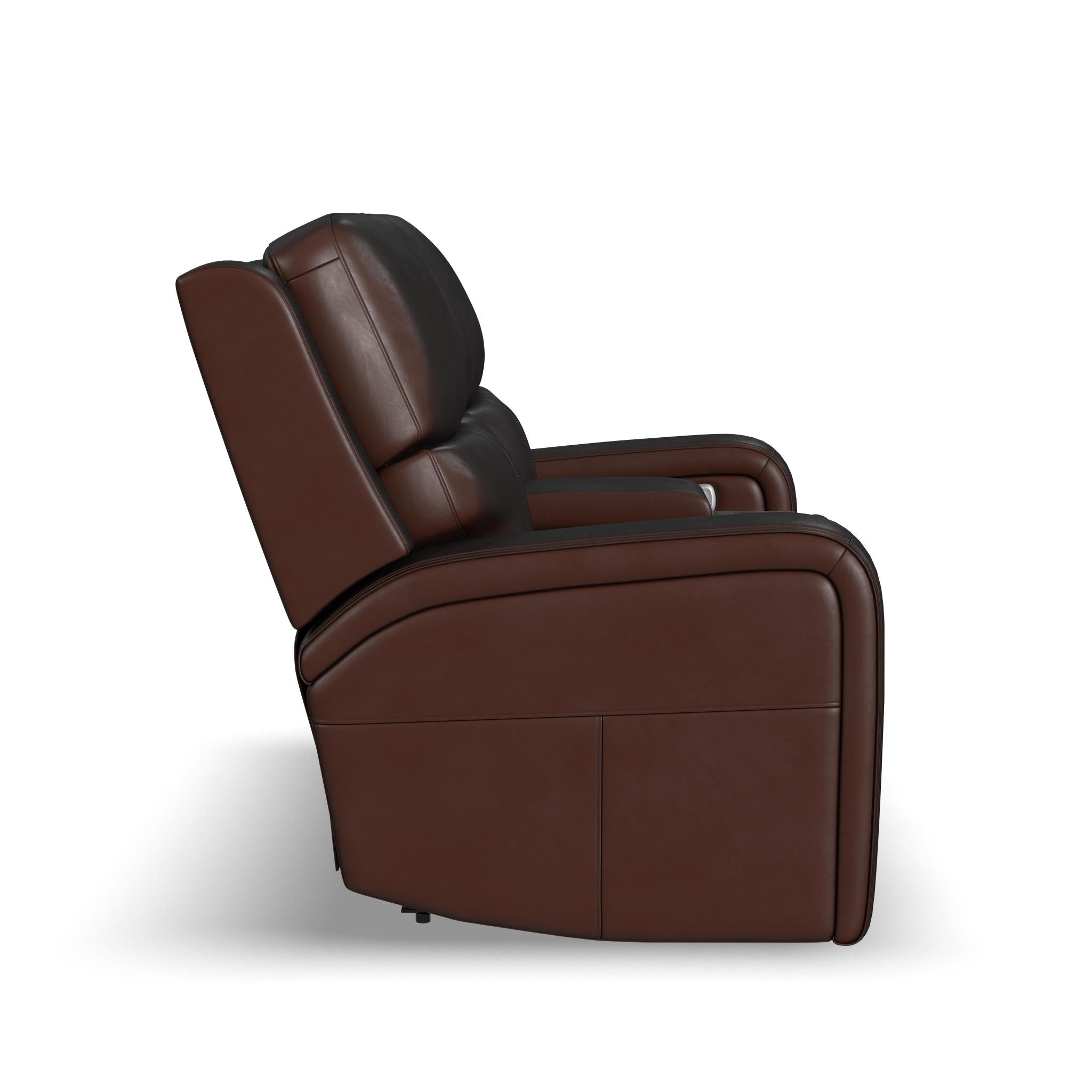 Oasis Leather Power Reclining Loveseat with Console, Power Headrests, Lumbar, Heat & Massage