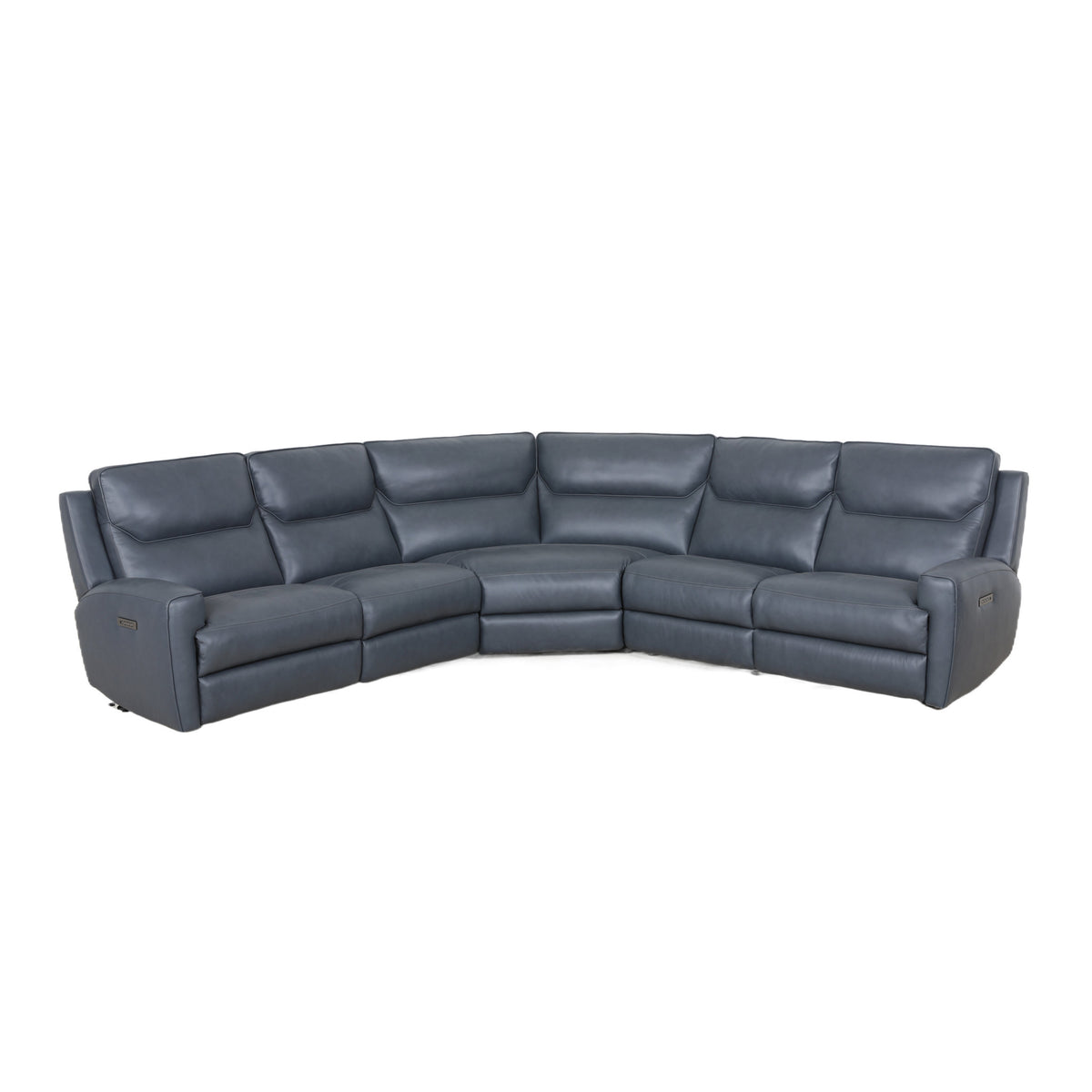 Argo Leather Power Reclining Sectional w/ Power Headrest & Lumbar