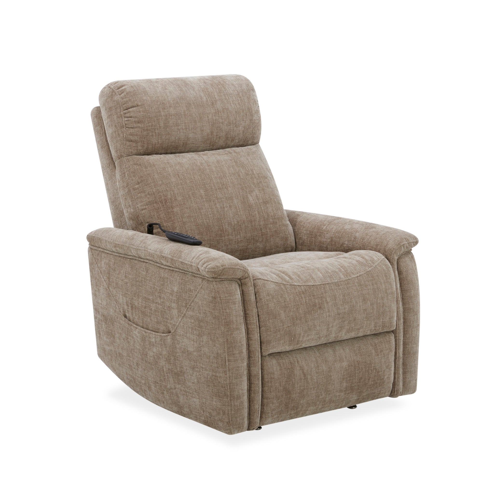 Luma Sable Fabric Power Lift Recliner with Power Headrest, Lumbar, Heat & Massage