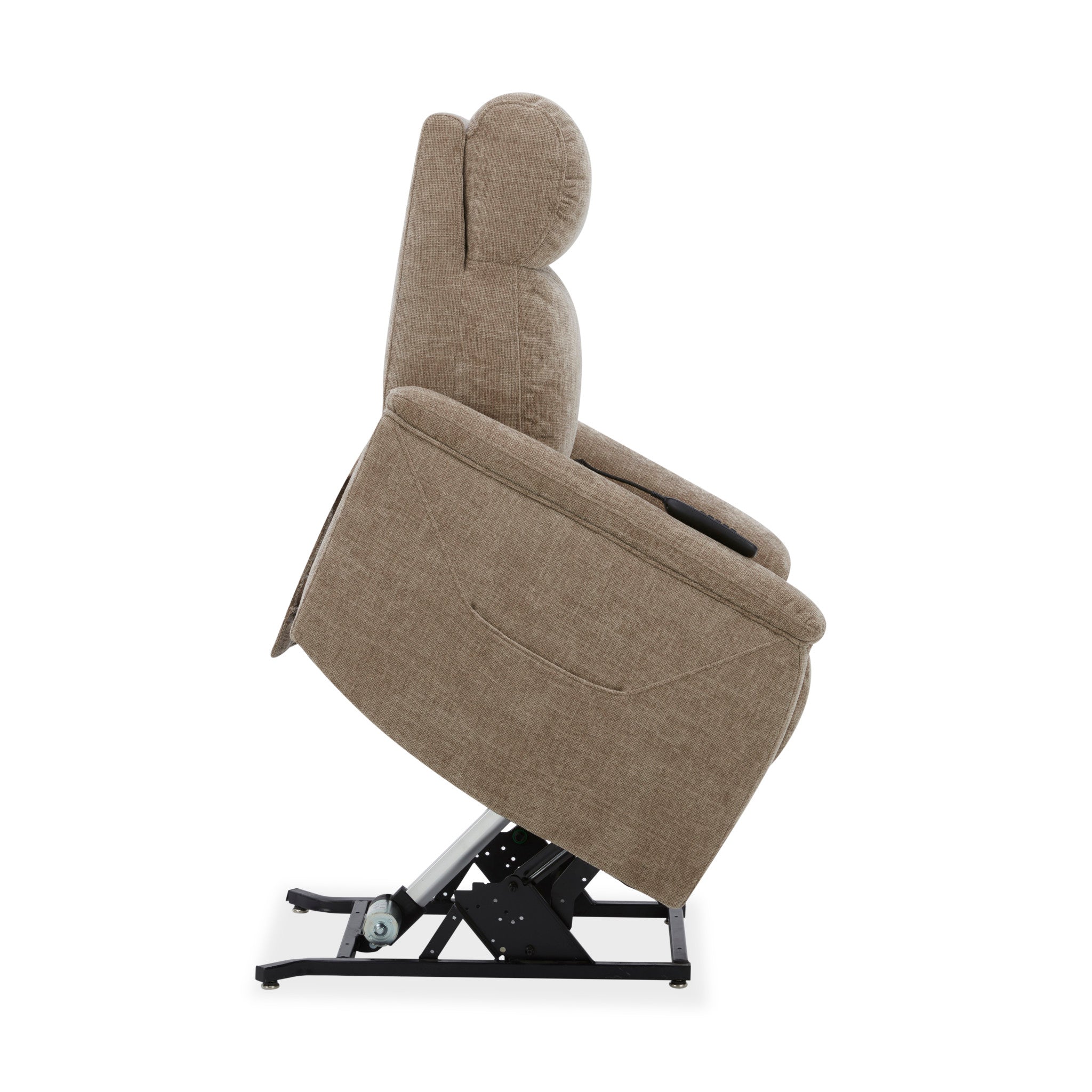 Luma Sable Fabric Power Lift Recliner with Power Headrest, Lumbar, Heat & Massage