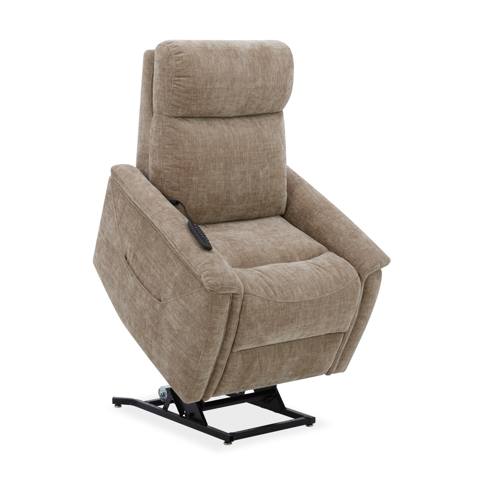 Luma Sable Fabric Power Lift Recliner with Power Headrest, Lumbar, Heat & Massage
