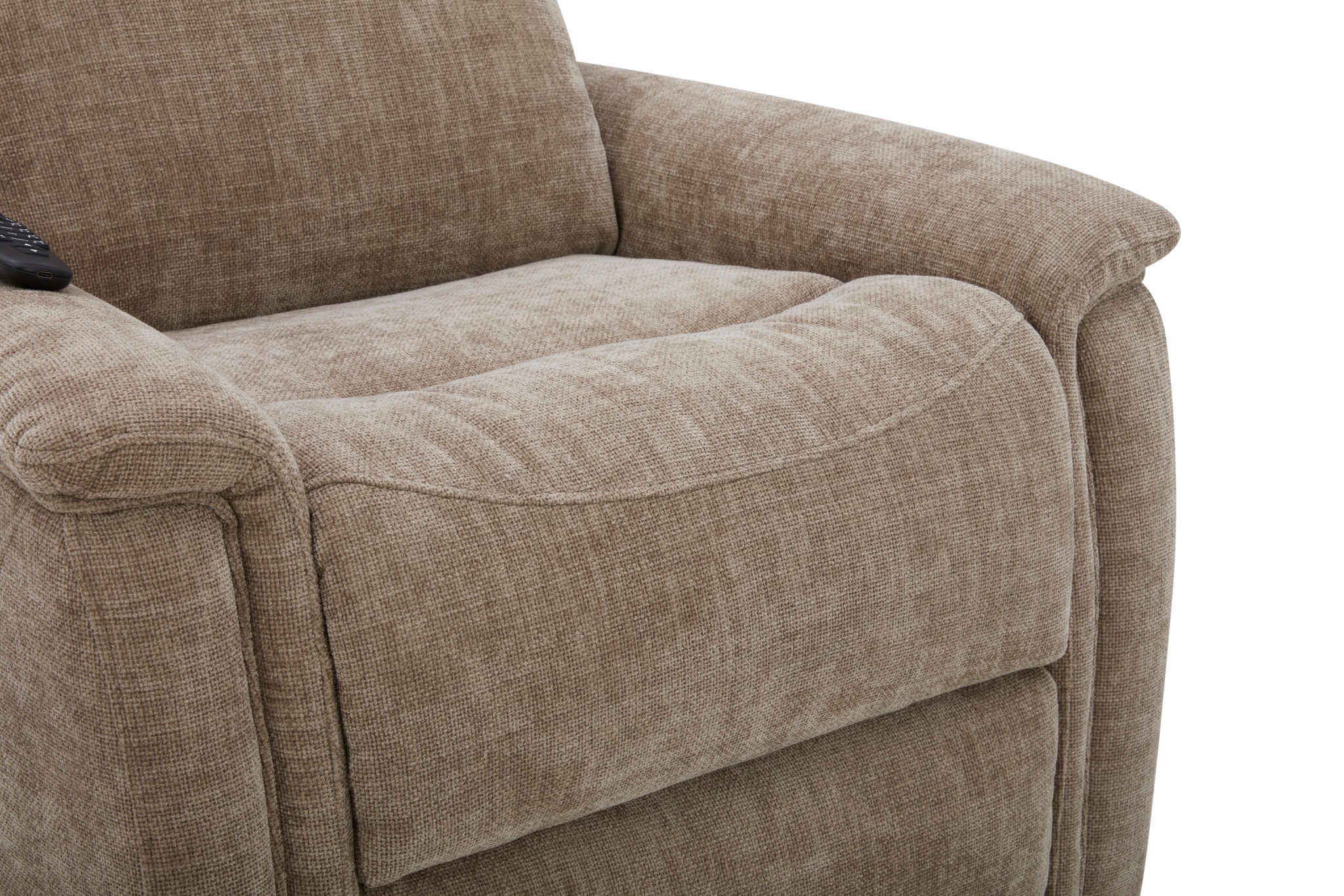 Luma Sable Fabric Power Lift Recliner with Power Headrest, Lumbar, Heat & Massage