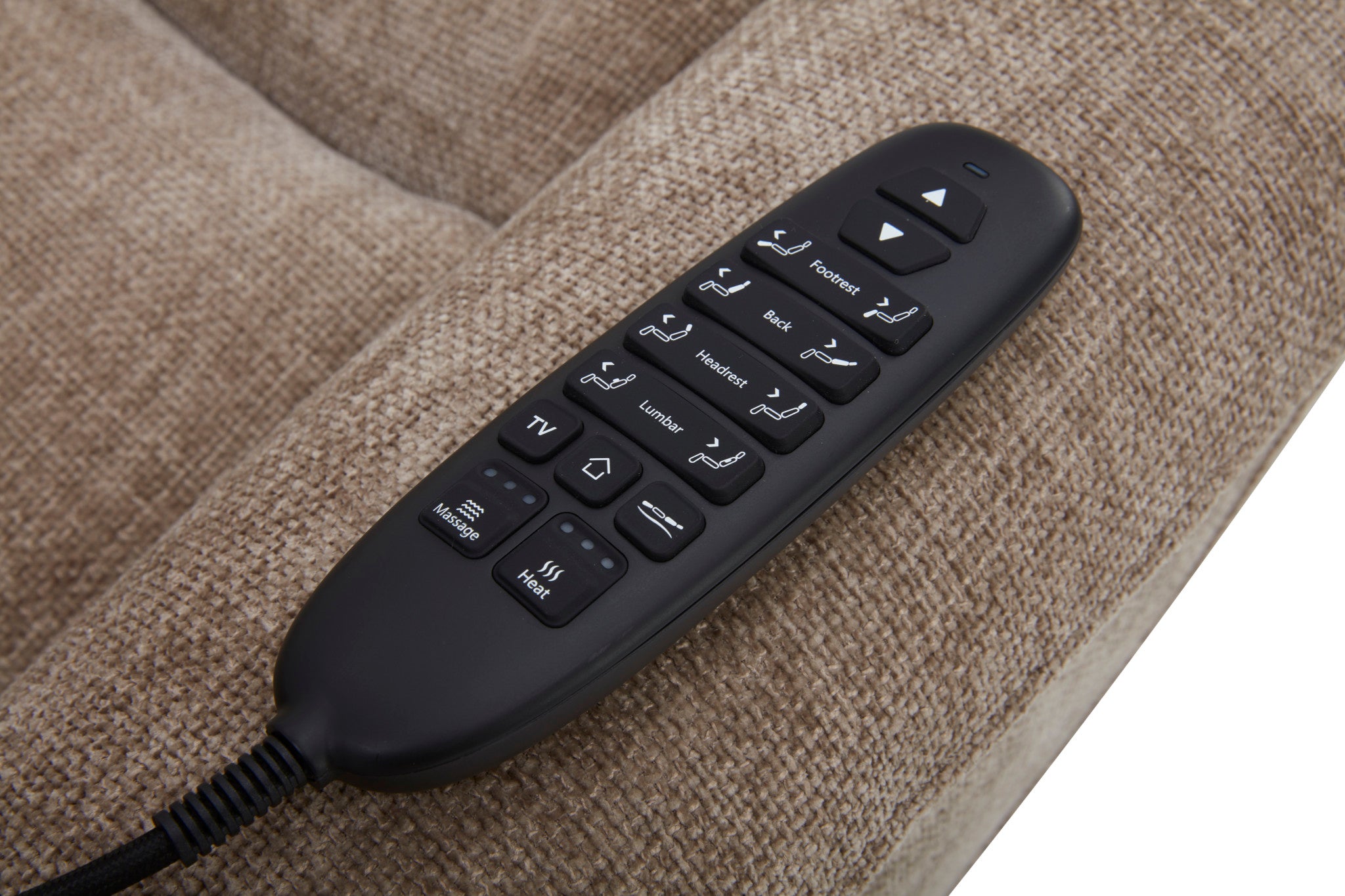 Luma Sable Fabric Power Lift Recliner with Power Headrest, Lumbar, Heat & Massage