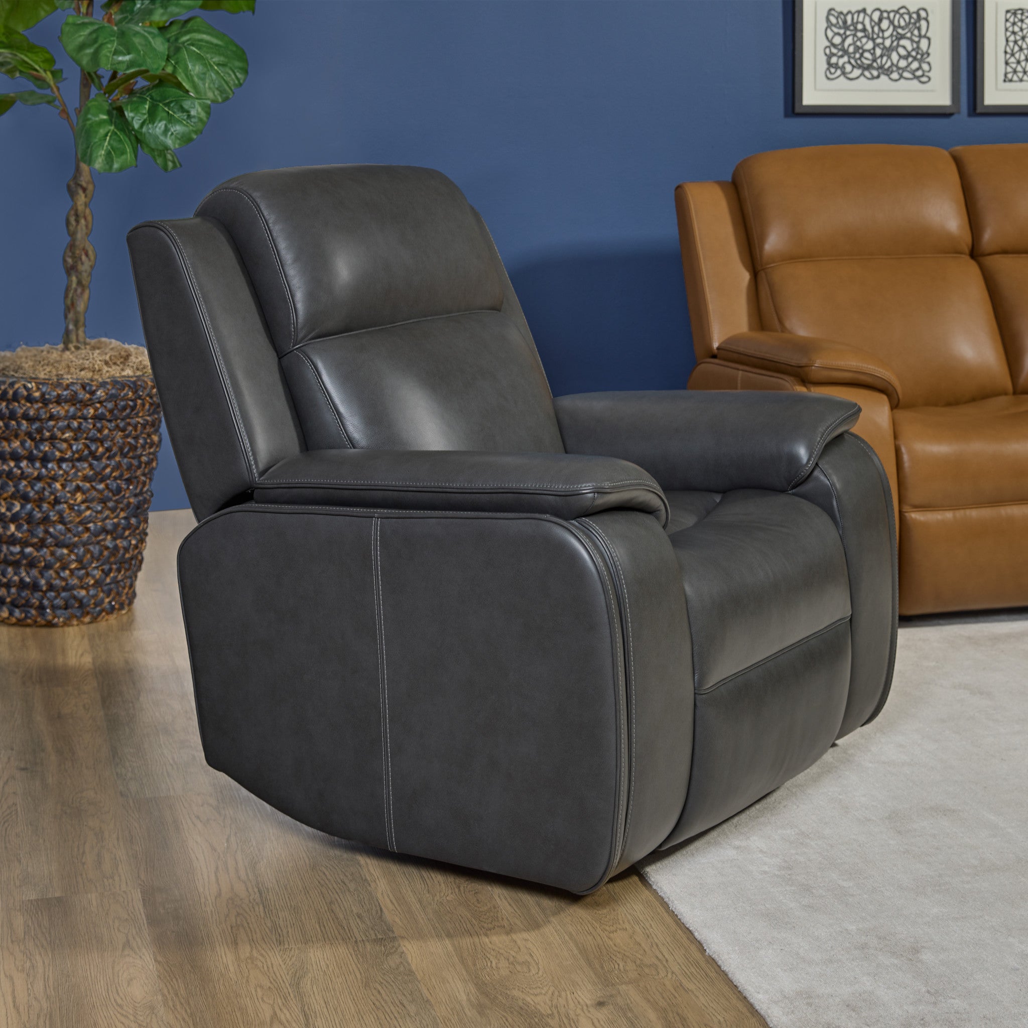 Ziggy Leather Power Recliner with Power Headrest, Lumbar, Heat & Massage
