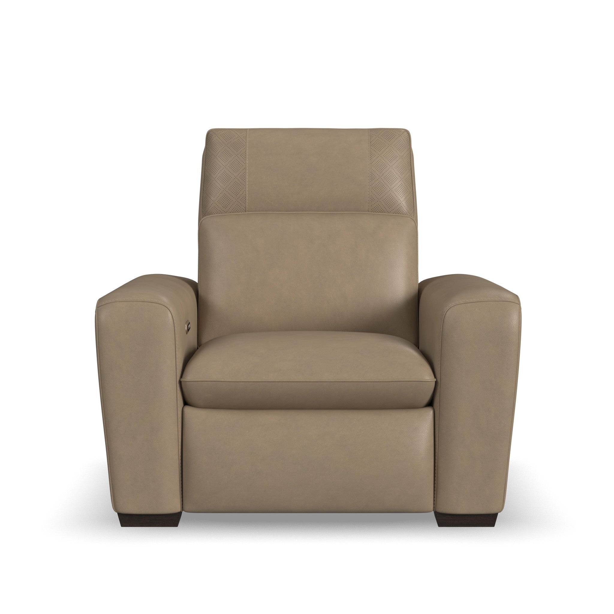 Sense Greige Leather Power Recliner with Power Headrest, Lumbar & Pulse