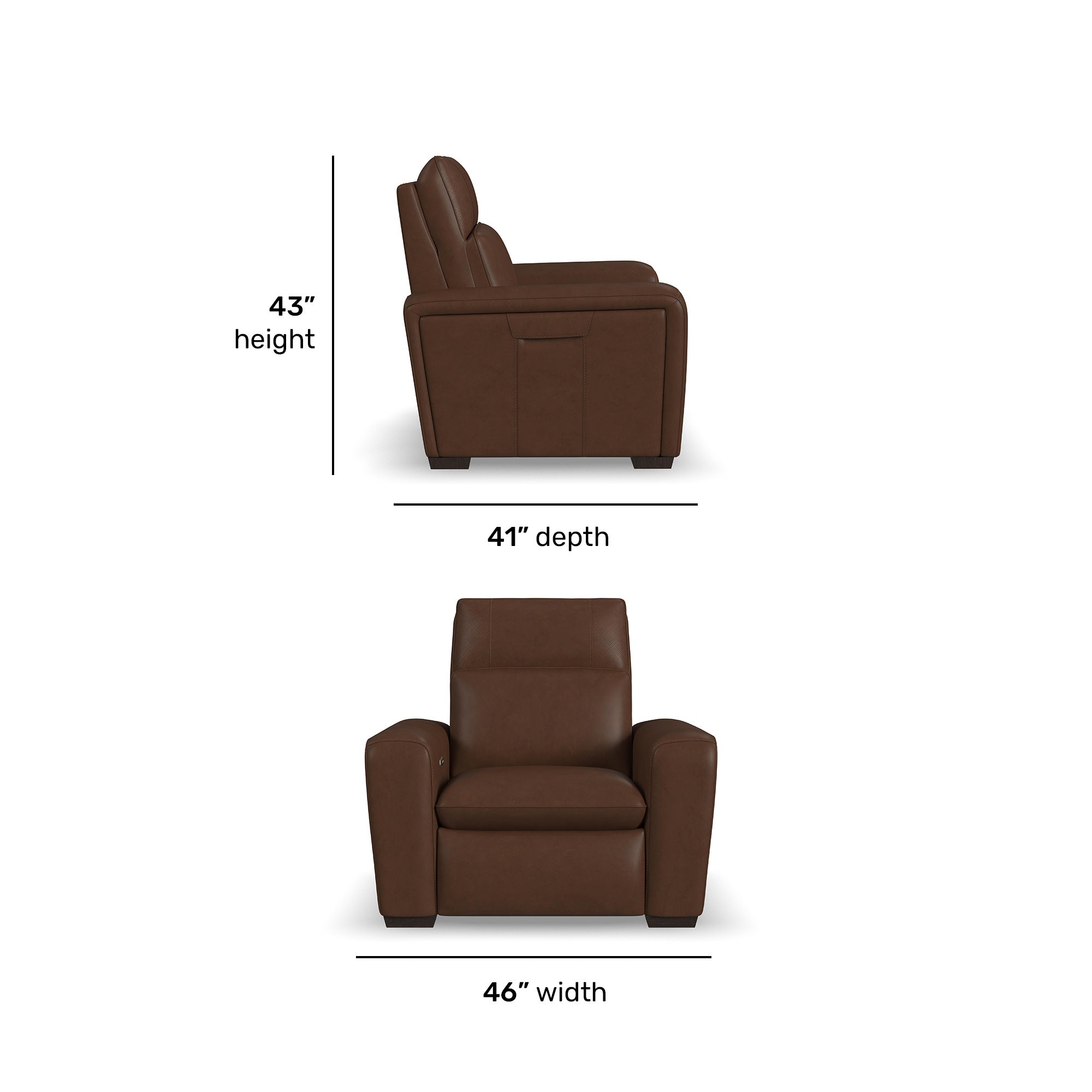 Sense Espresso Leather Power Recliner with Power Headrest, Lumbar & Pulse