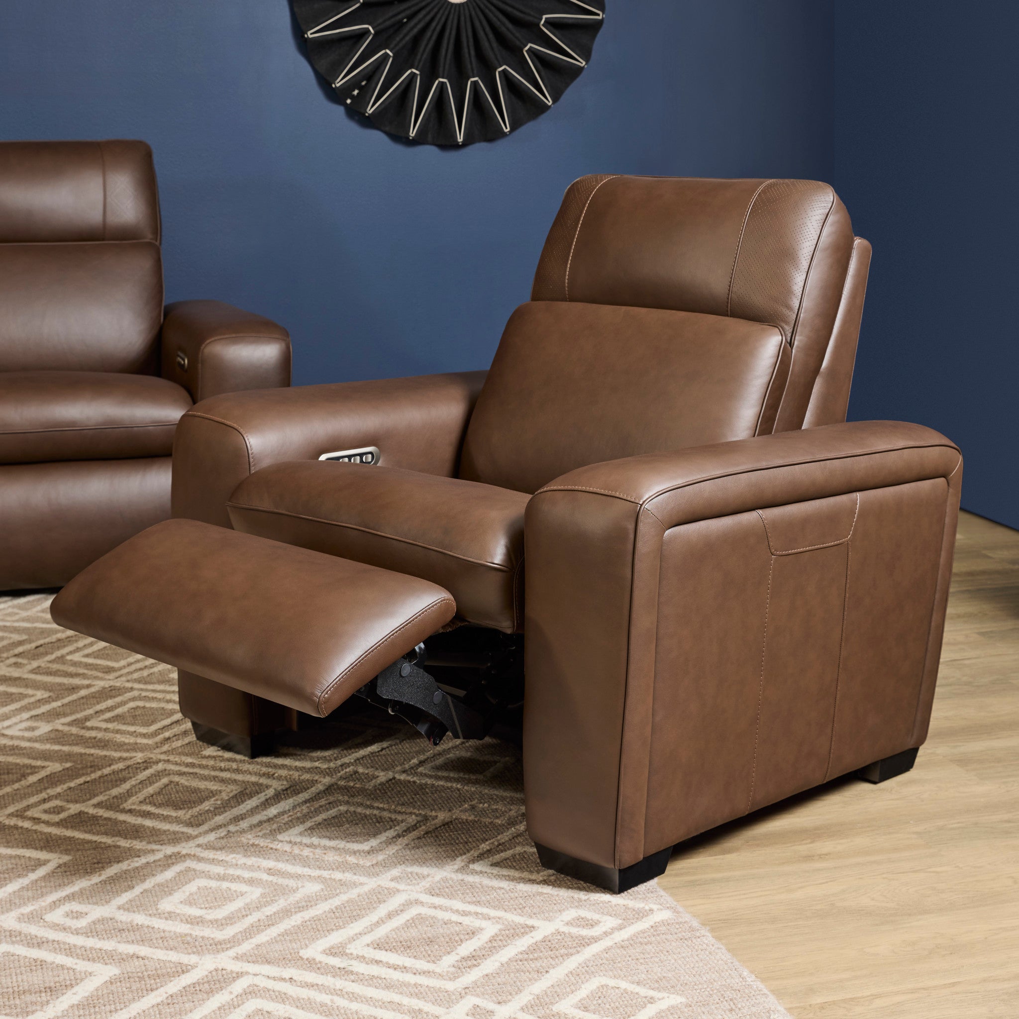 Sense Espresso Leather Power Recliner with Power Headrest, Lumbar & Pulse