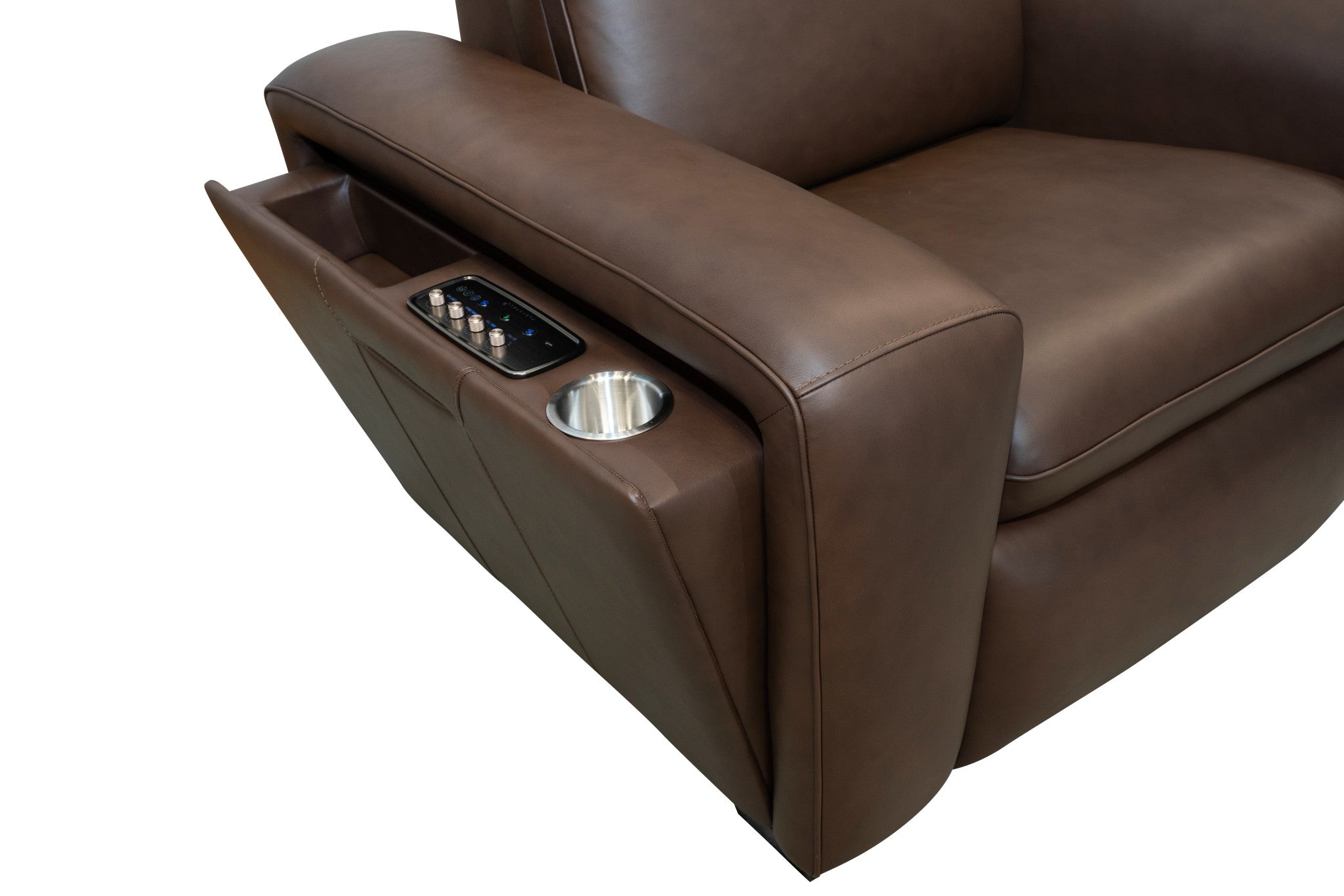 Sense Espresso Leather Power Recliner with Power Headrest, Lumbar & Pulse