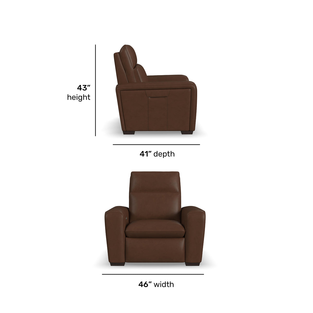 Sense Leather Power Recliner with Power Headrest, Lumbar & Pulse