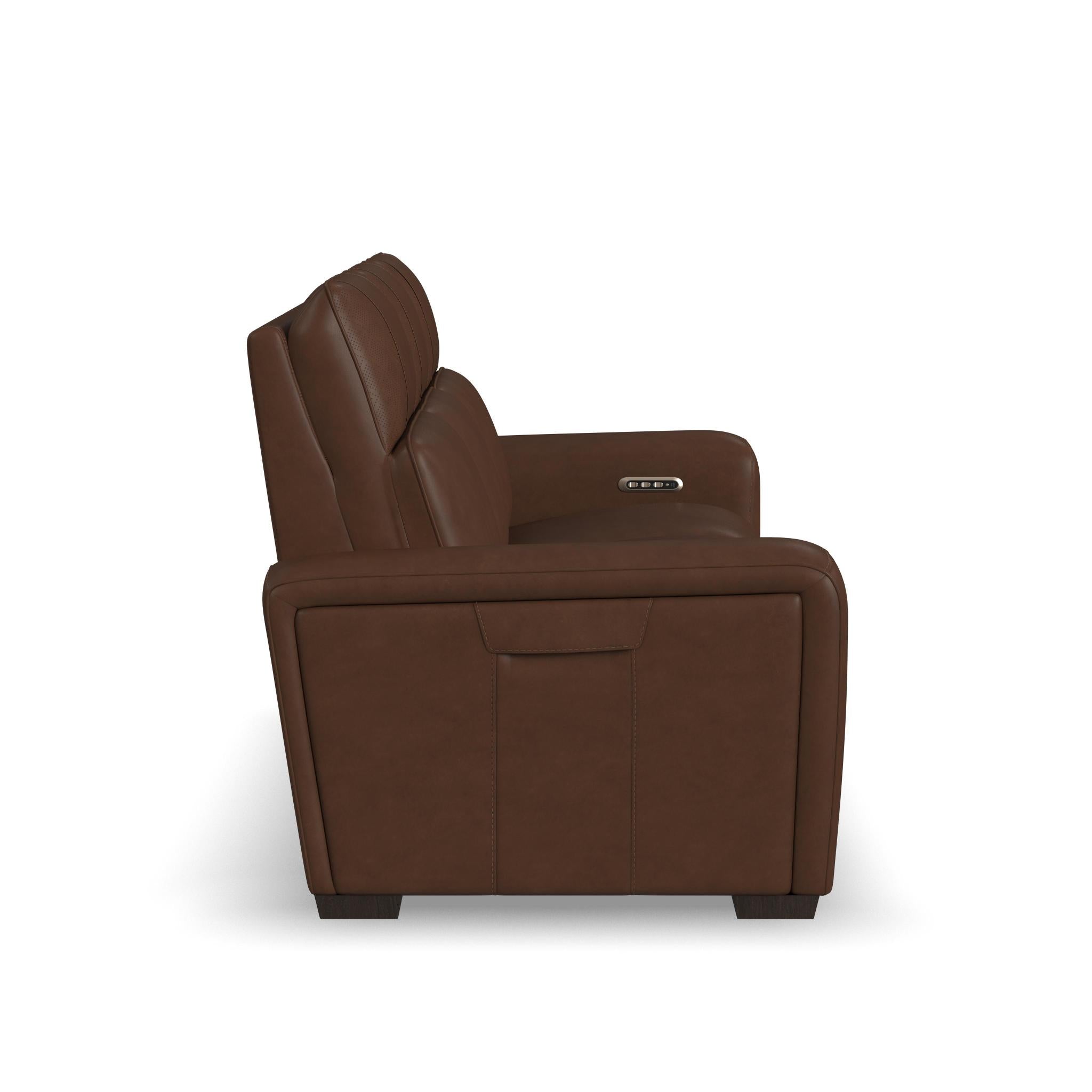 Sense Espresso Leather Power Reclining Sofa with Power Headrest, Lumbar & Pulse