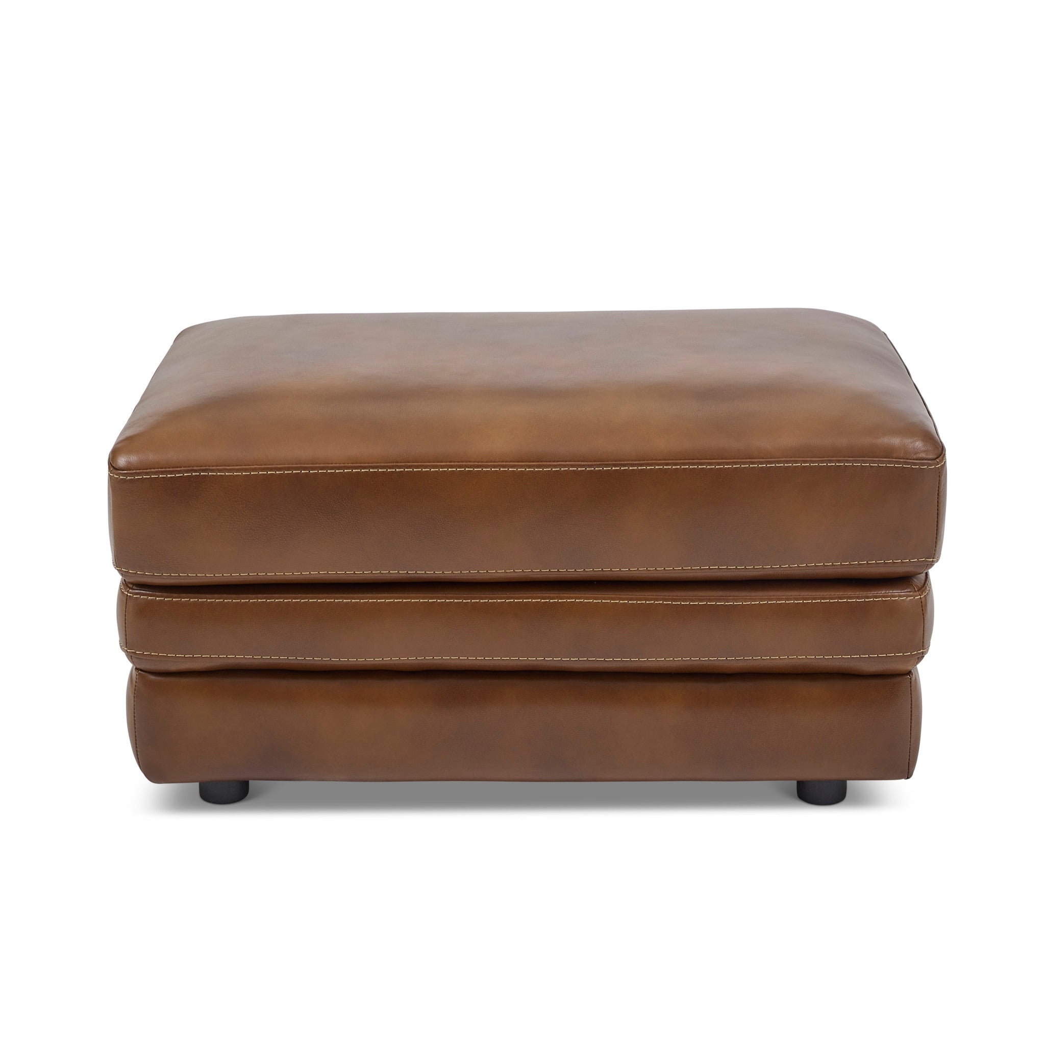 David Pecan Leather Ottoman