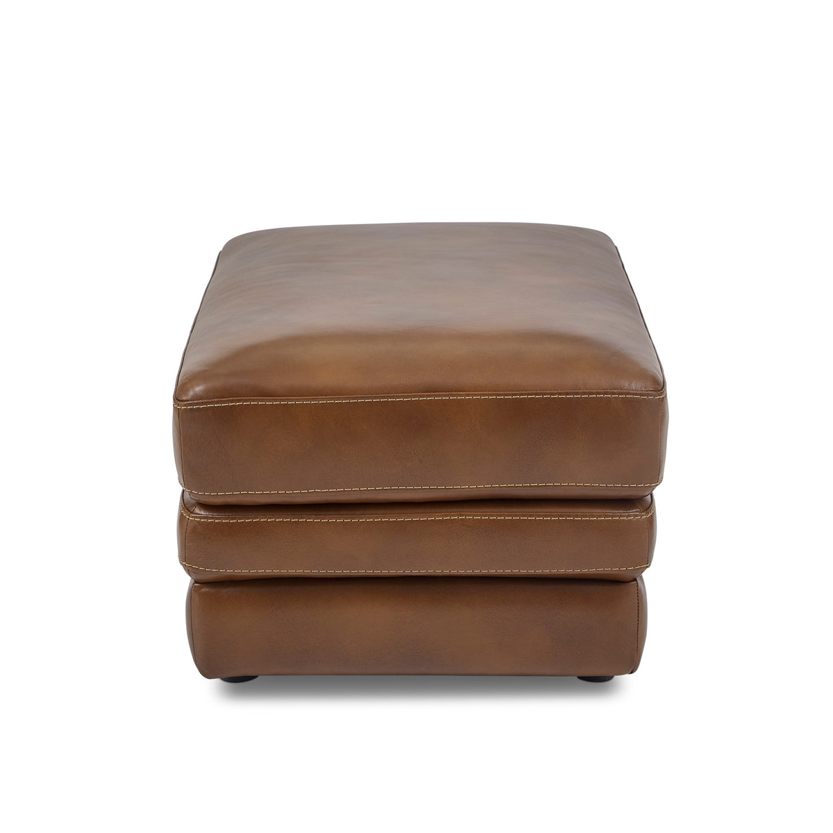 David Pecan Leather Ottoman