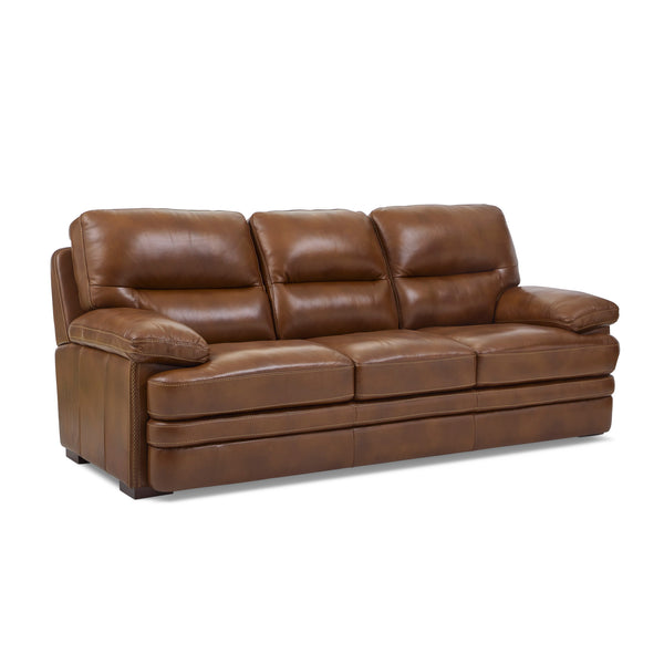 David Pecan Leather Sofa