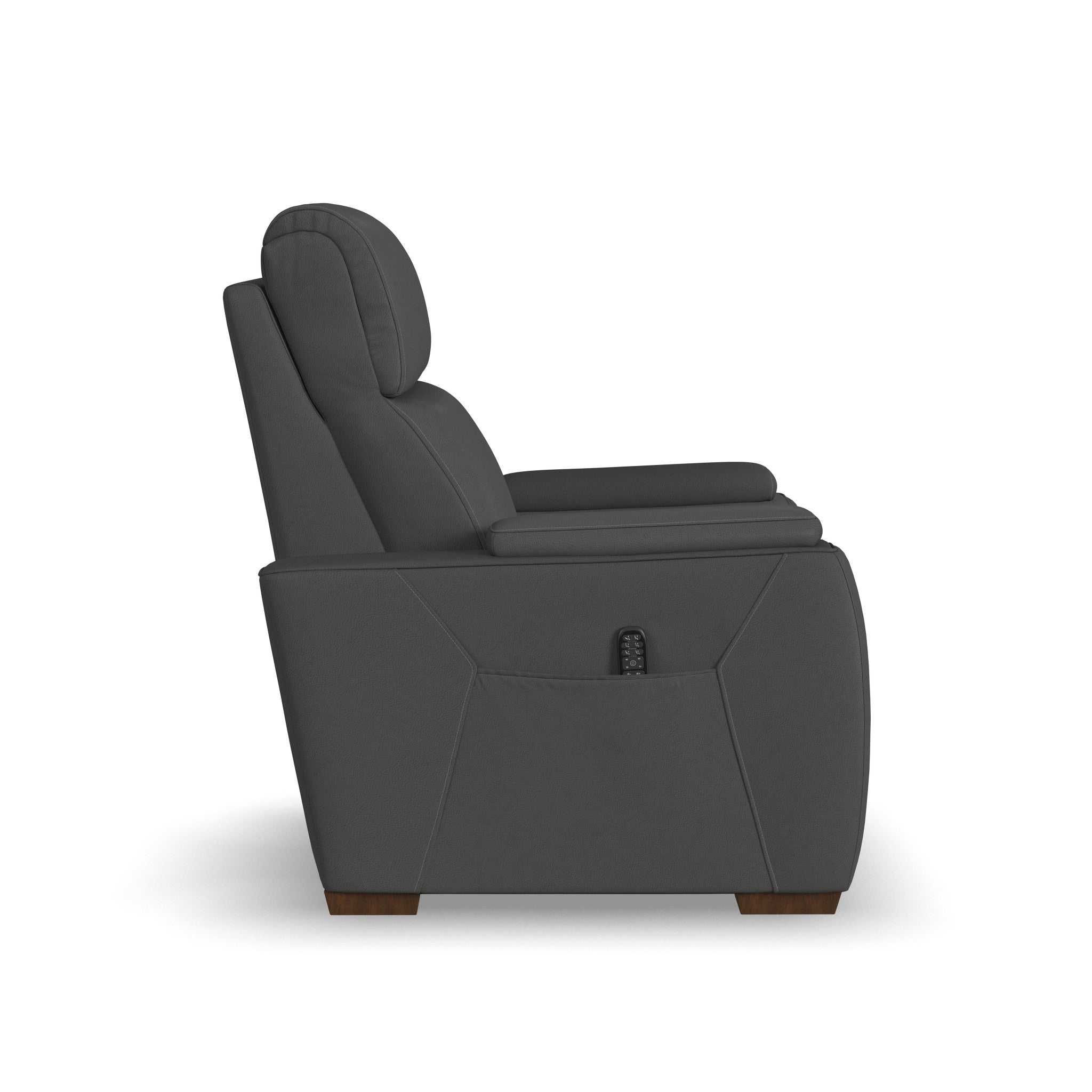 Vibe Coal Fabric Power Recliner with Power Headrest, Lumbar, Heat, Massage & Pulse