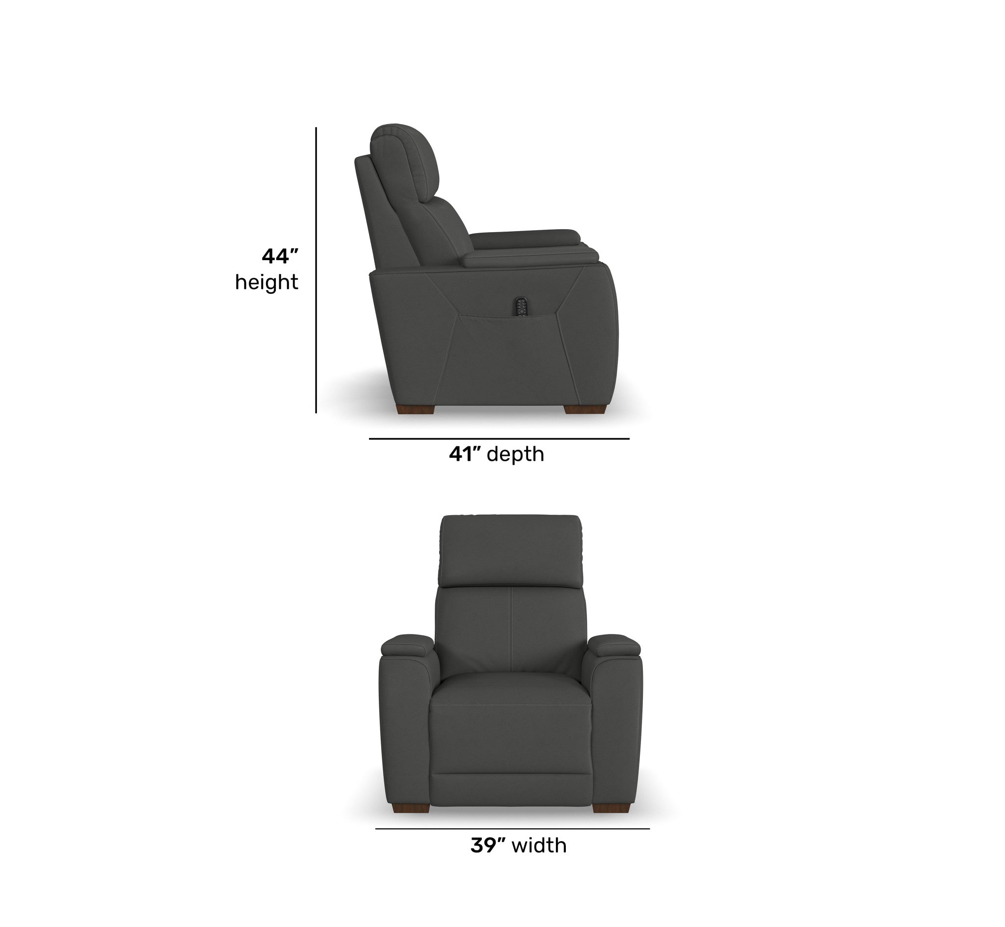 Vibe Coal Fabric Power Recliner with Power Headrest, Lumbar, Heat, Massage & Pulse